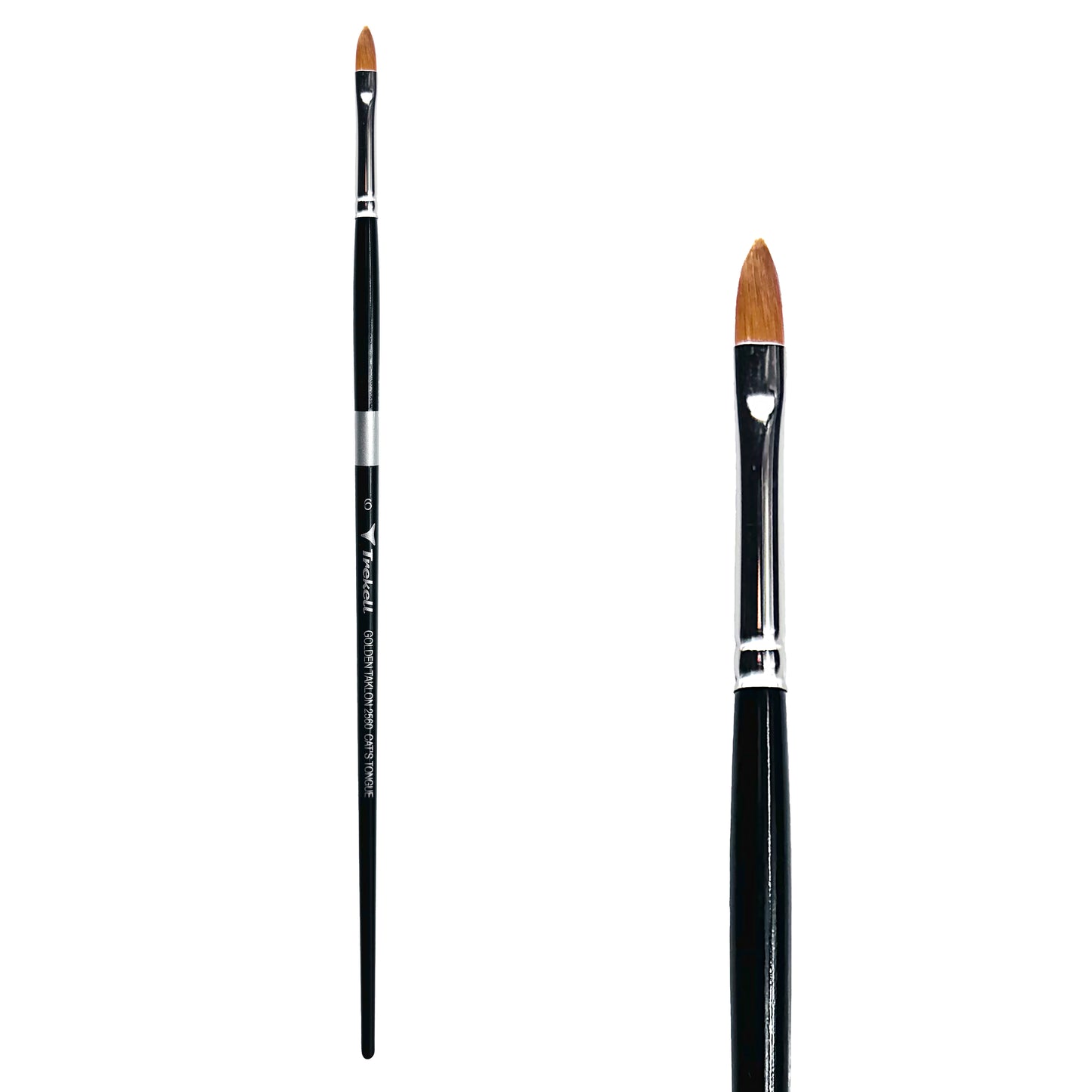 Trekell Golden Taklon #6 Cat's Tongue Brush is ideal for Watercolor, Oil, and Acrylic Painting