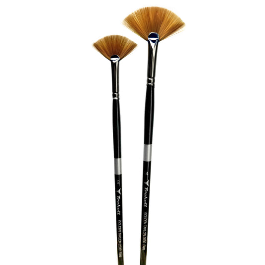 Trekell Golden Taklon Long Handle Artist brush, Complete Set, Fan,  ideal for Watercolor, Oil, and Acrylic Painting