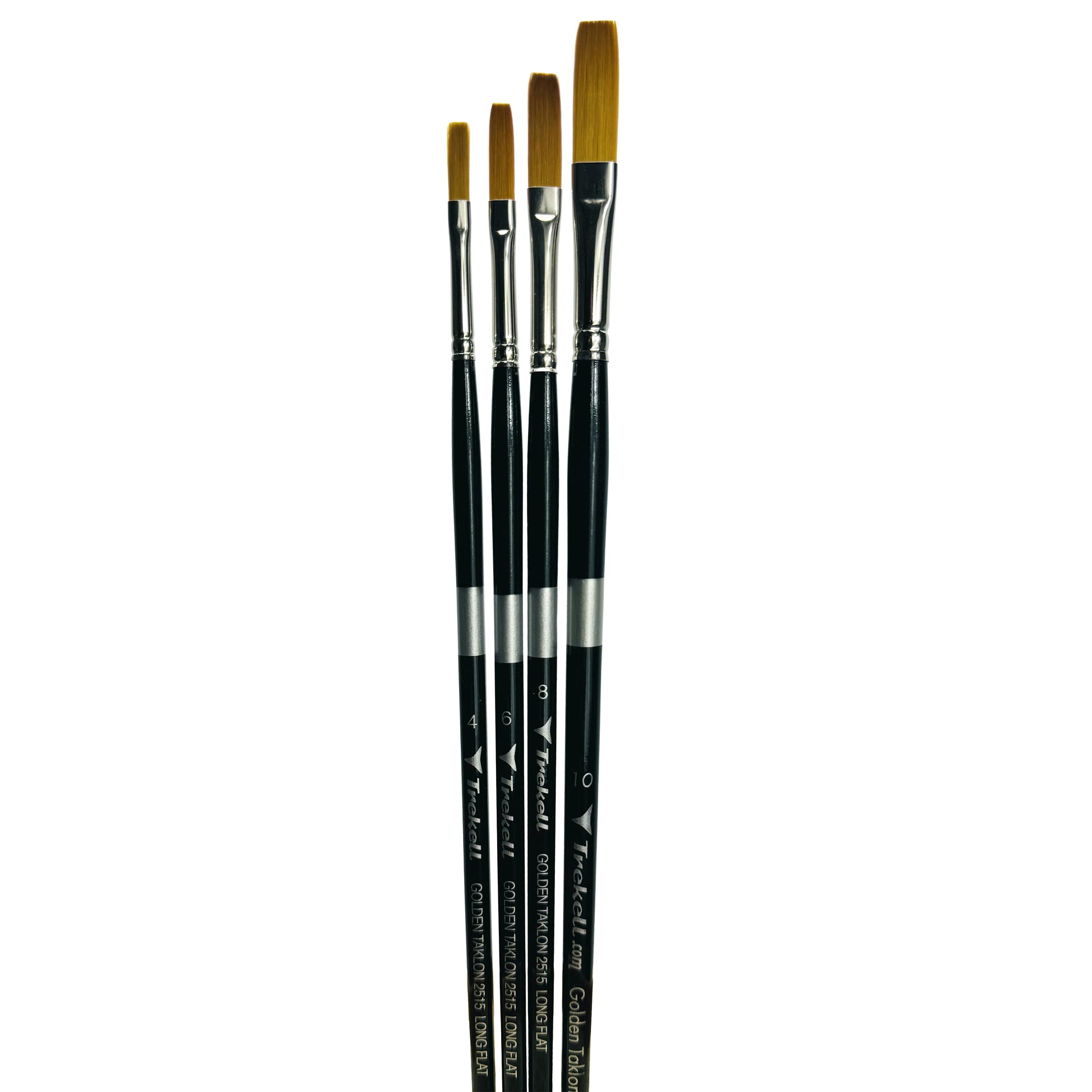 Trekell Golden Taklon Long Handle Artist brush, Complete Set, Long Flat,  ideal for Watercolor, Oil, and Acrylic Painting