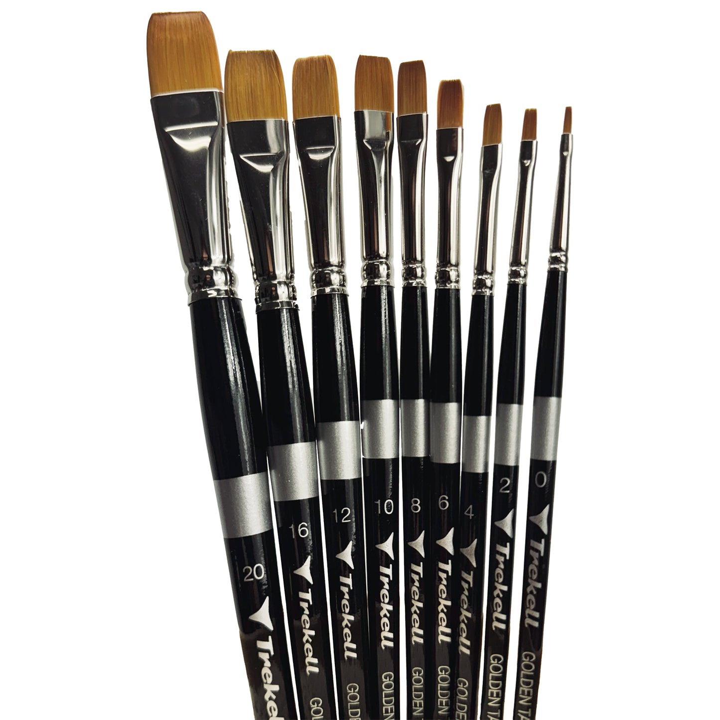 Trekell Golden Taklon Short Handle Artist brush, Complete Set Bright , ideal for Watercolor, Oil, and Acrylic Painting