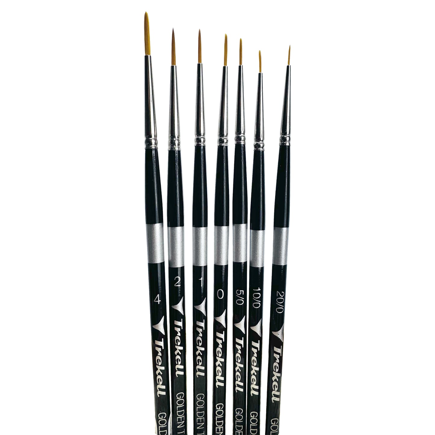 Trekell Golden Taklon Short Handle Artist brush, Complete Set, Liner, ideal for Watercolor, Oil, and Acrylic Painting