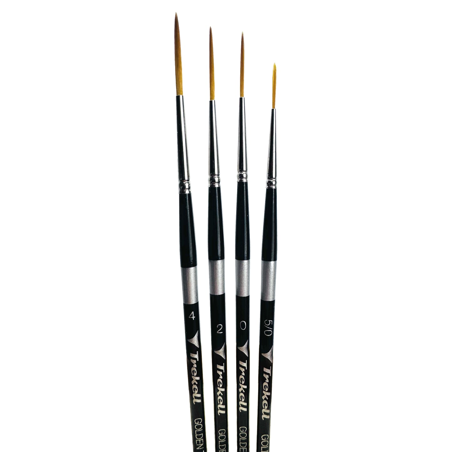 Trekell Golden Taklon Short Handle Artist brush, Complete Set, Script/Rigger, ideal for Watercolor, Oil, and Acrylic Painting