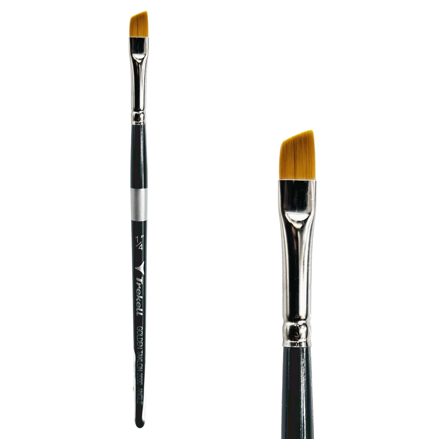 Trekell Golden Taklon Short Handle Artist brush, size 1/4" Angle, ideal for Watercolor, Oil, and Acrylic Painting