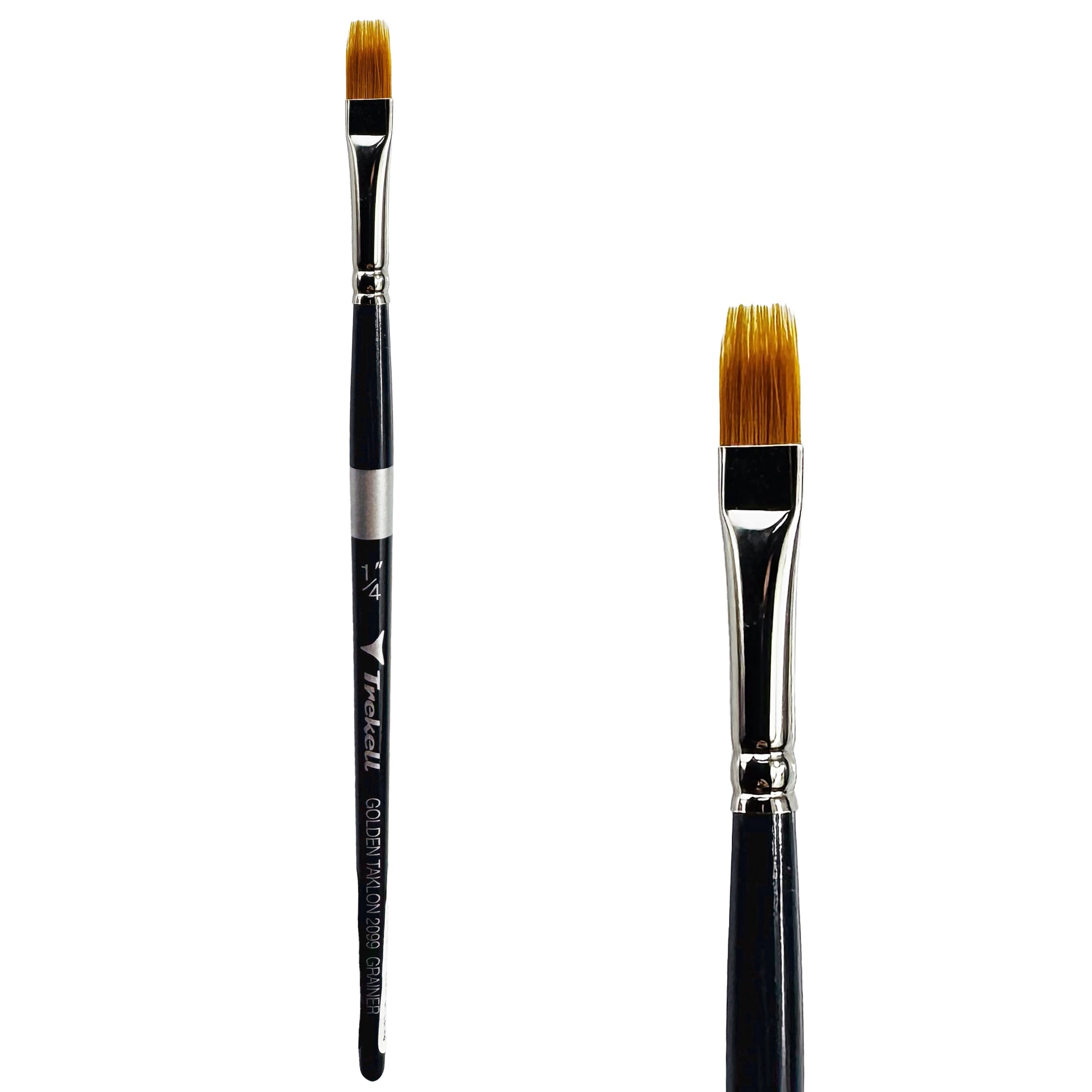 Trekell Golden Taklon Short Handle Artist brush, size 1/4" Grainer, ideal for Watercolor, Oil, and Acrylic Painting