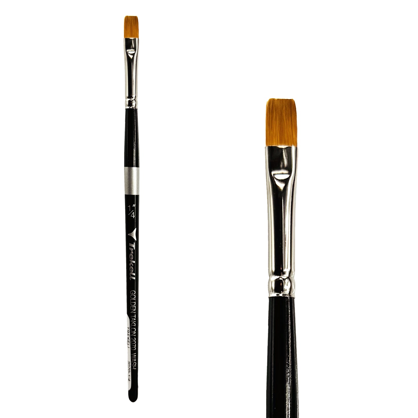 Trekell Golden Taklon Short Handle Artist brush, size 1/4" Wash, ideal for Watercolor, Oil, and Acrylic Painting