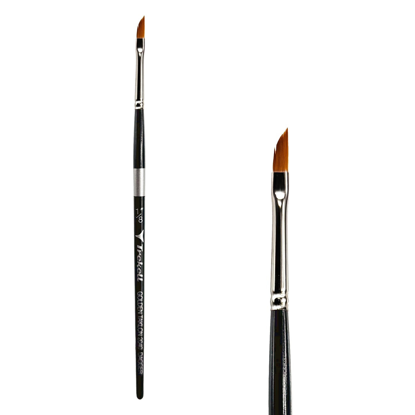 Trekell Golden Taklon Short Handle Artist brush, size 1/8" Dagger, ideal for Watercolor, Oil, and Acrylic Painting