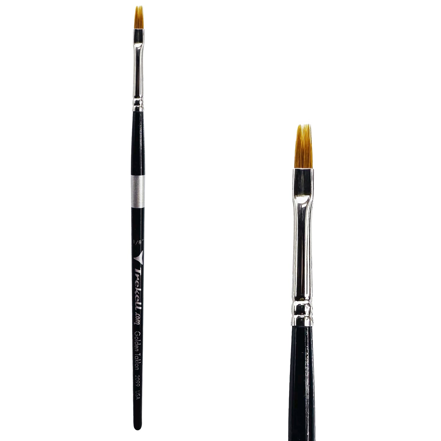 Trekell Golden Taklon Short Handle Artist brush, size 1/8" Grainer, ideal for Watercolor, Oil, and Acrylic Painting