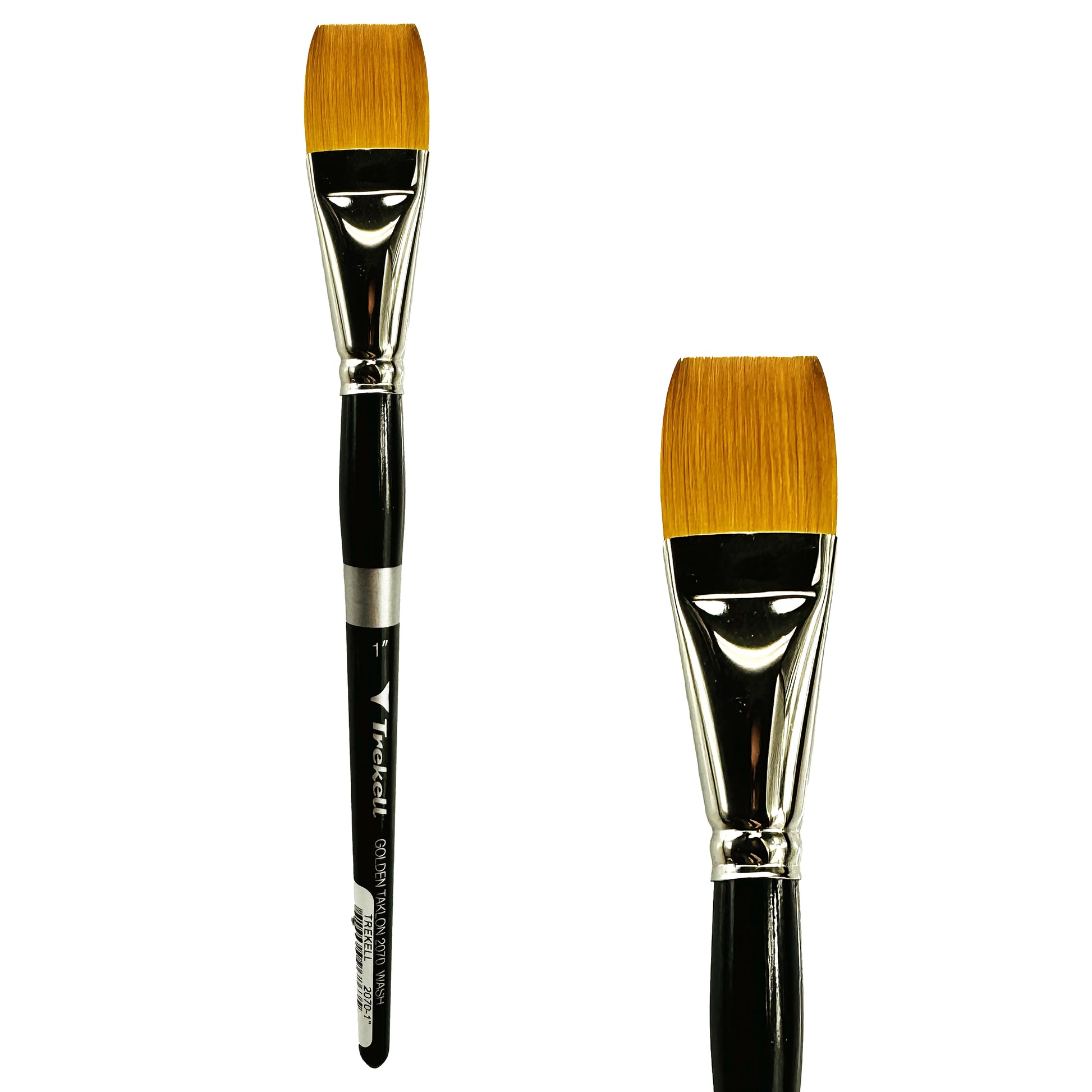 Trekell Golden Taklon Short Handle Artist brush, size 1" Wash, ideal for Watercolor, Oil, and Acrylic Painting