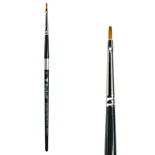 Trekell Golden Taklon Short Handle Artist brush, size #0 Bright,  ideal for Watercolor, Oil, and Acrylic Painting