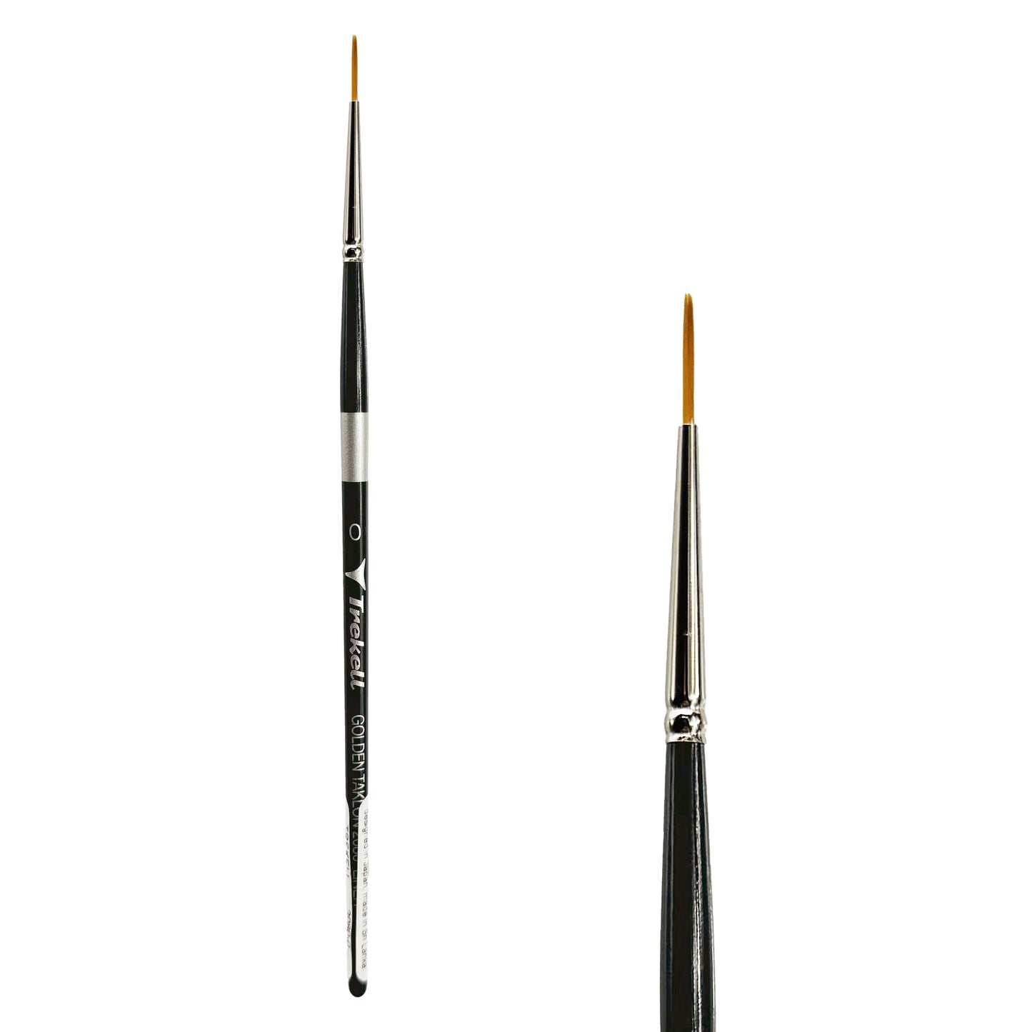 Trekell Golden Taklon Short Handle Artist brush, size #0 Liner, ideal for Watercolor, Oil, and Acrylic Painting