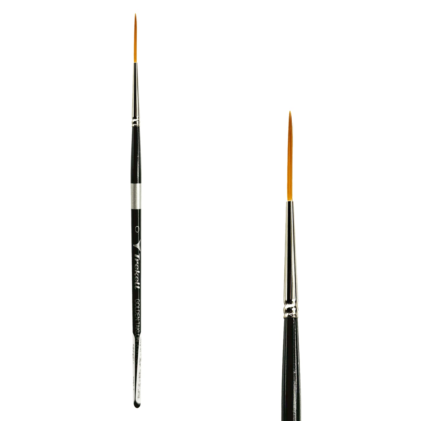 Trekell Golden Taklon Short Handle Artist brush, size #0 Script/Rigger, ideal for Watercolor, Oil, and Acrylic Painting