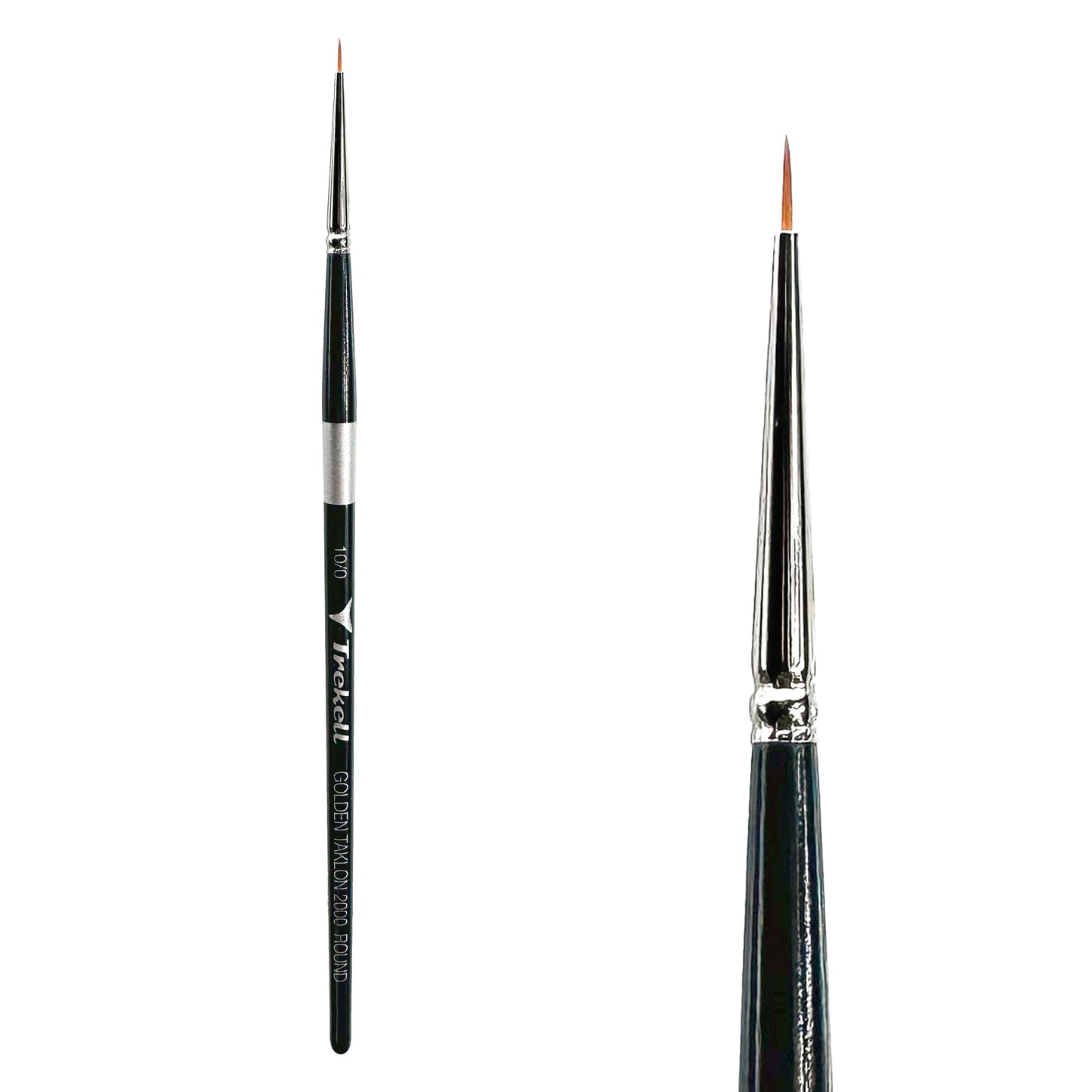 Trekell Golden Taklon Short Handle Artist brush, size #10/0 Round, ideal for Watercolor, Oil, and Acrylic Painting