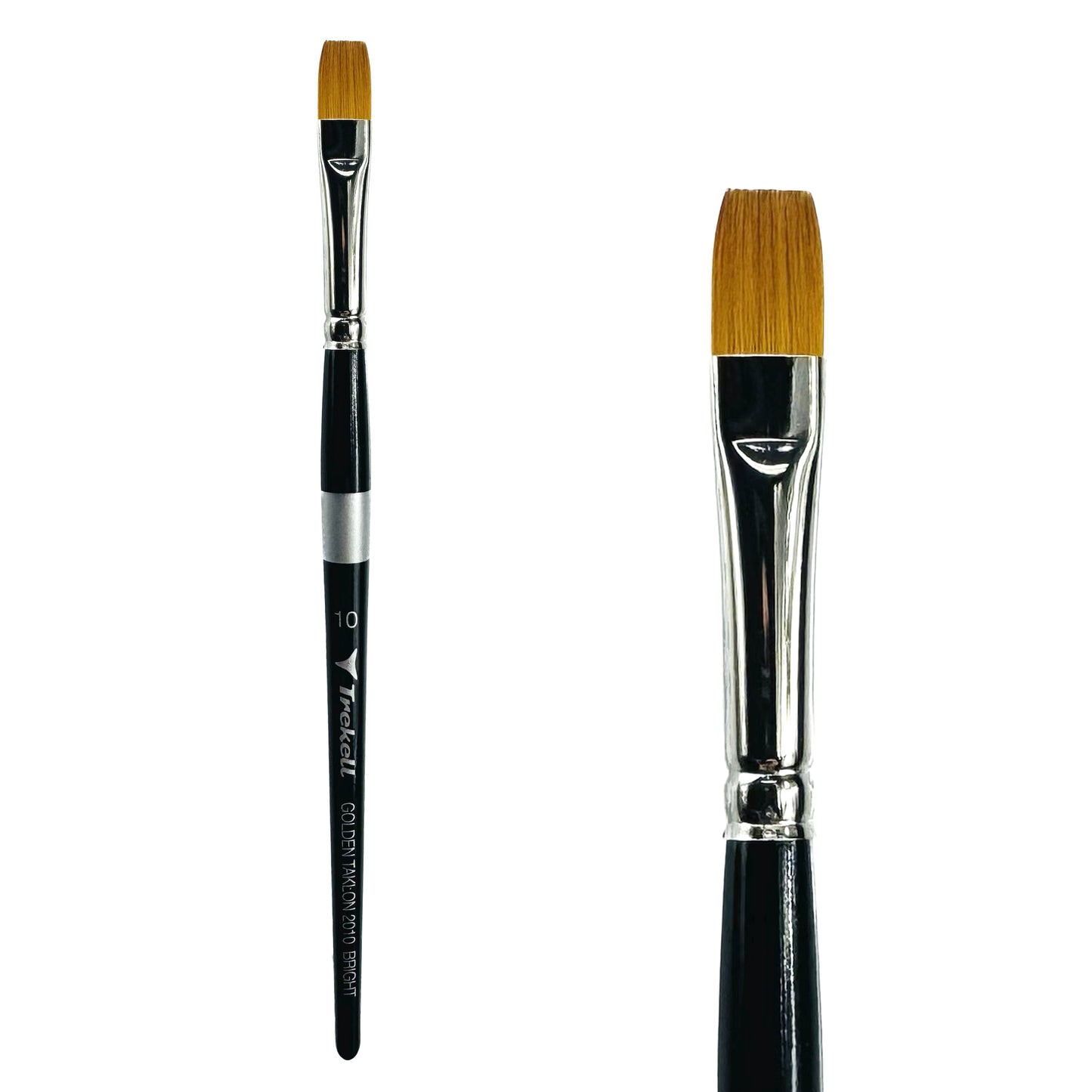 Trekell Golden Taklon Short Handle Artist brush, size #10 Bright, ideal for Watercolor, Oil, and Acrylic Painting