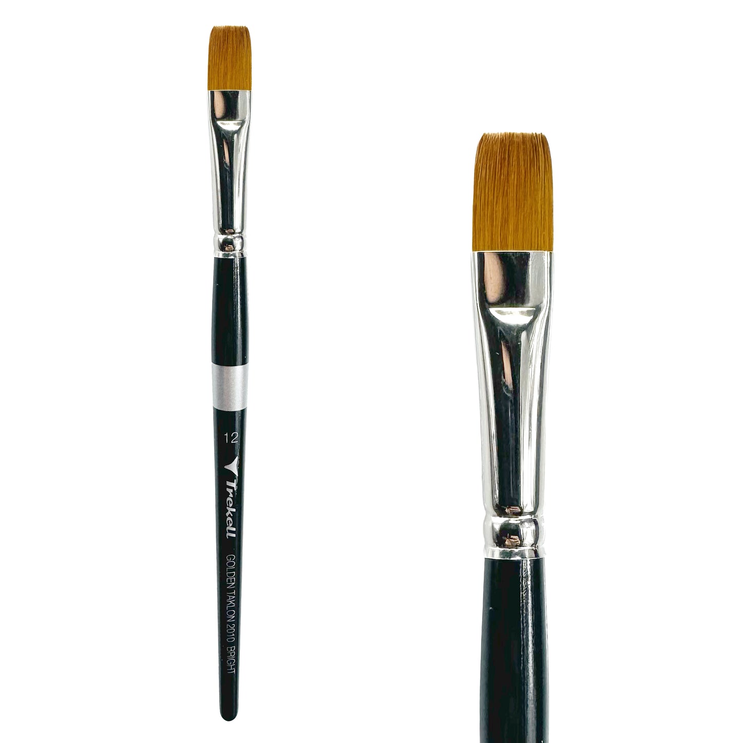 Trekell Golden Taklon Short Handle Artist brush, size #12 Bright, ideal for Watercolor, Oil, and Acrylic Painting