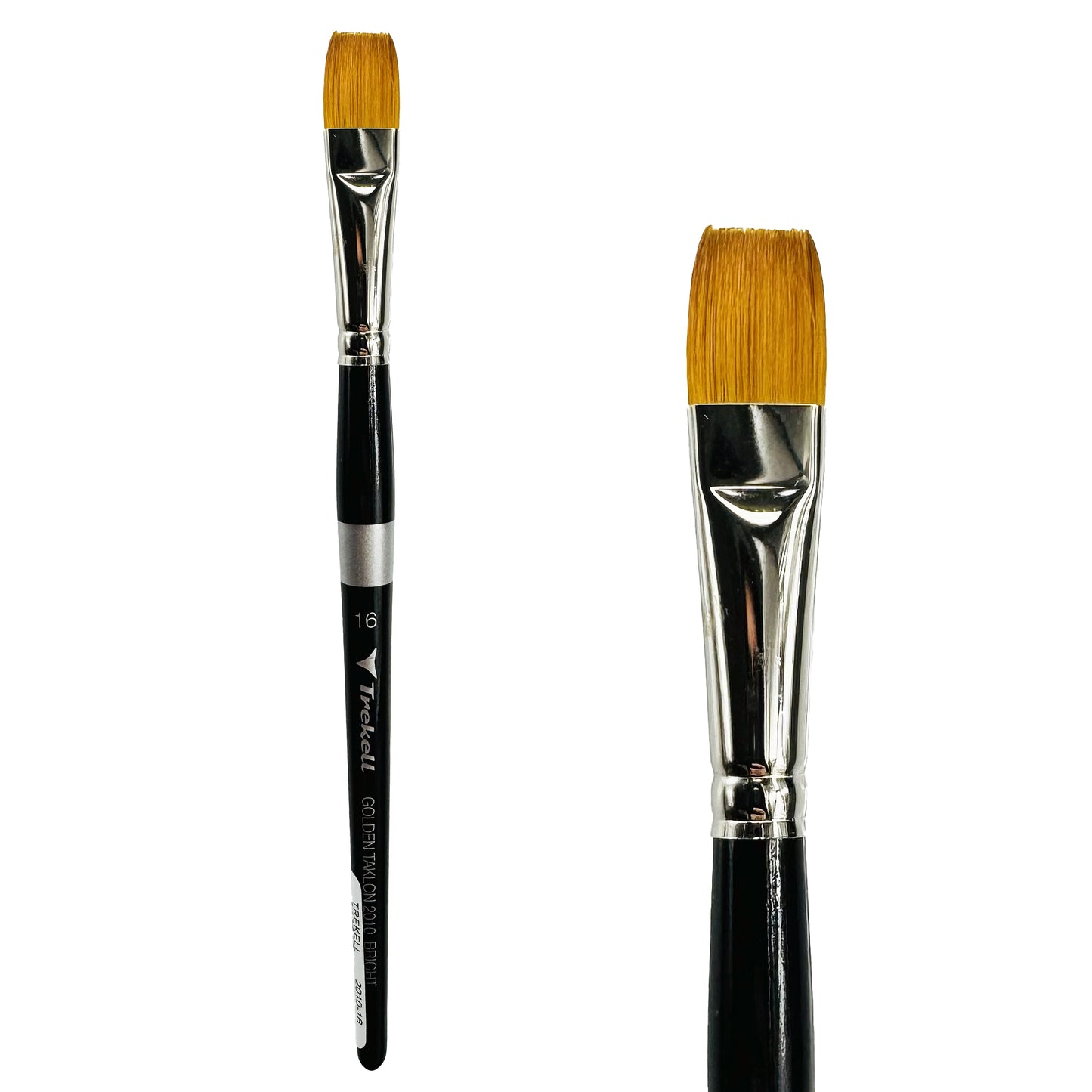 Trekell Golden Taklon Short Handle Artist brush, size #16 Bright, ideal for Watercolor, Oil, and Acrylic Painting