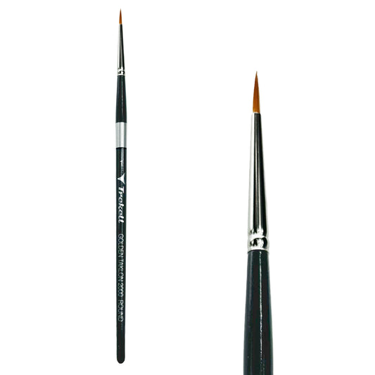 Trekell Golden Taklon Short Handle Artist brush, size #1 Round,  ideal for Watercolor, Oil, and Acrylic Painting