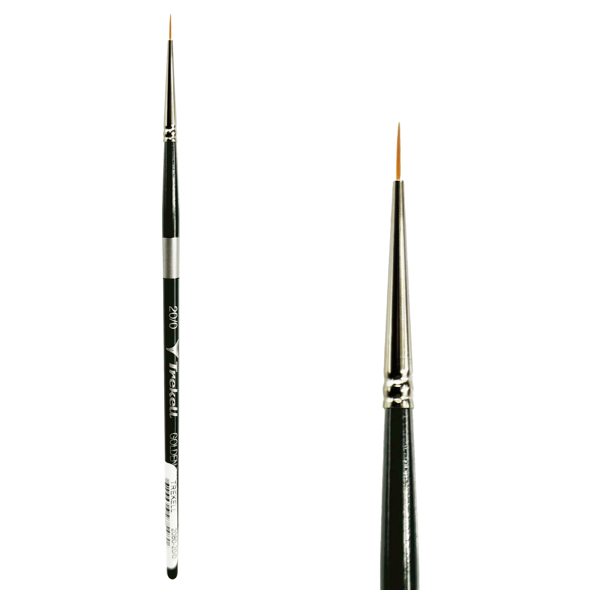 Trekell Golden Taklon Short Handle Artist brush, size #20/0 Liner, ideal for Watercolor, Oil, and Acrylic Painting