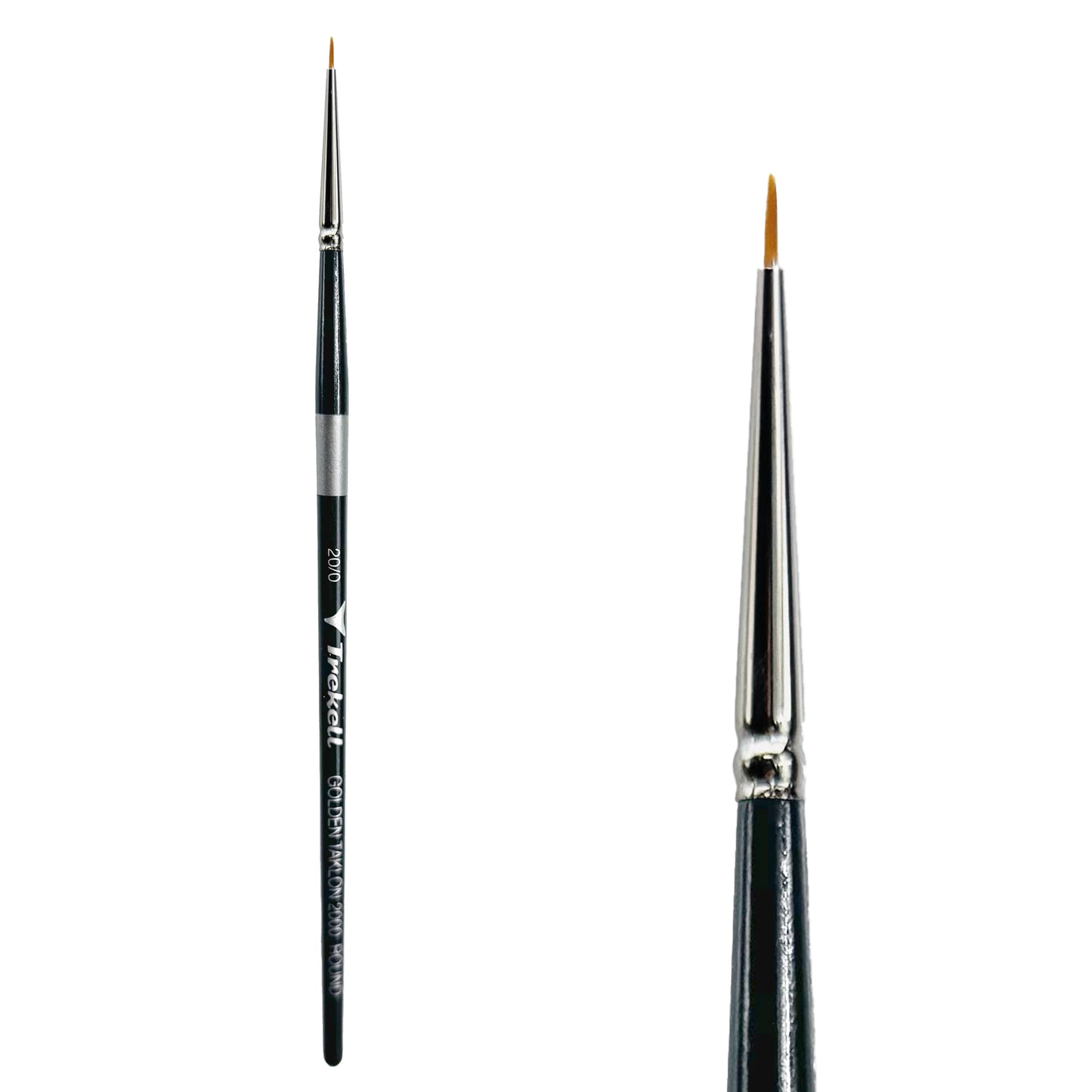 Trekell Golden Taklon Short Handle Artist brush, size #20/0 Round,  ideal for Watercolor, Oil, and Acrylic Painting