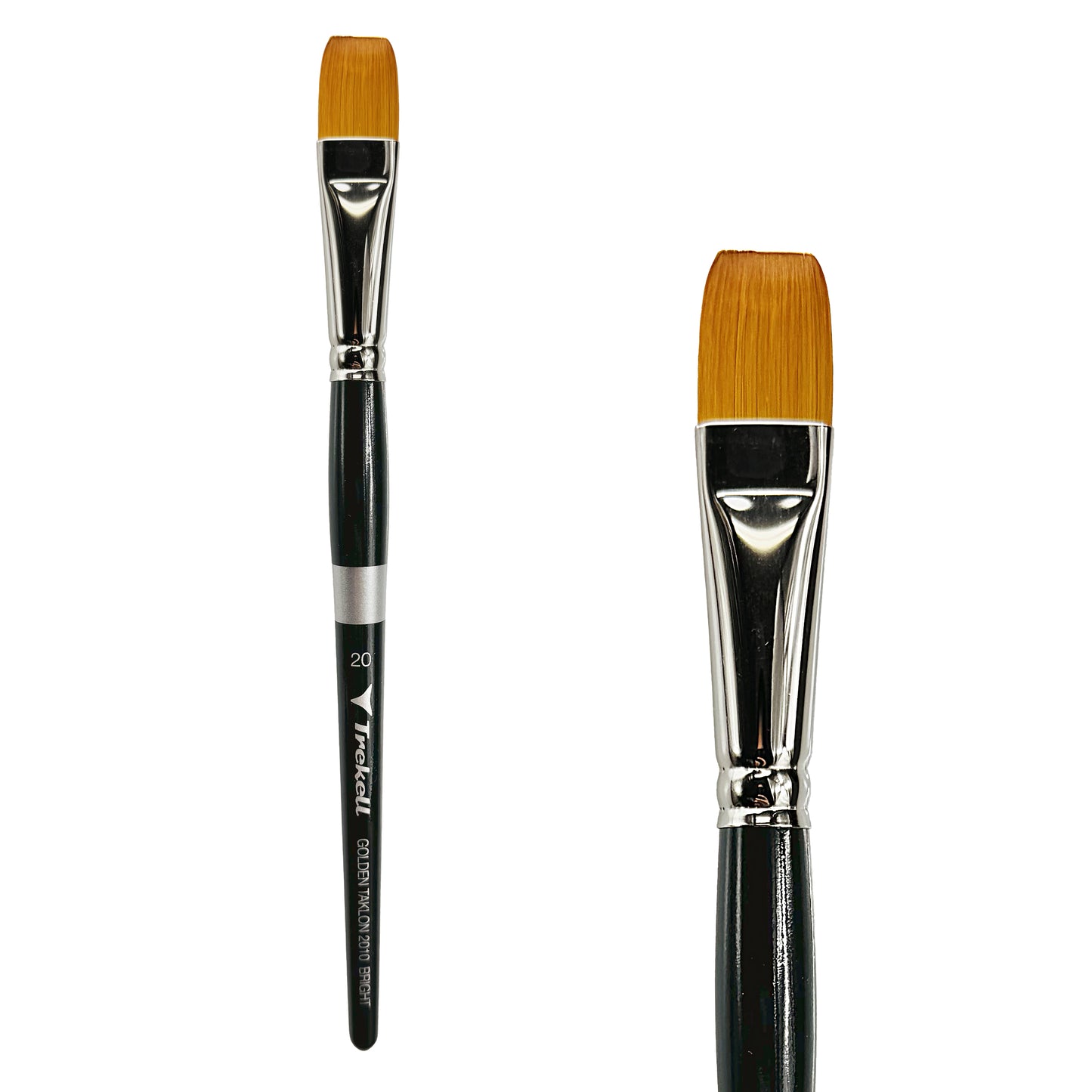 Trekell Golden Taklon Short Handle Artist brush, size #20 Bright, ideal for Watercolor, Oil, and Acrylic Painting