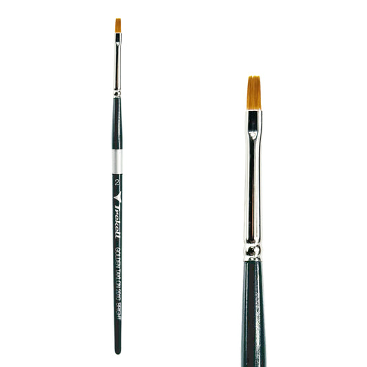 Trekell Golden Taklon Short Handle Artist brush, size #2 Bright,  ideal for Watercolor, Oil, and Acrylic Painting