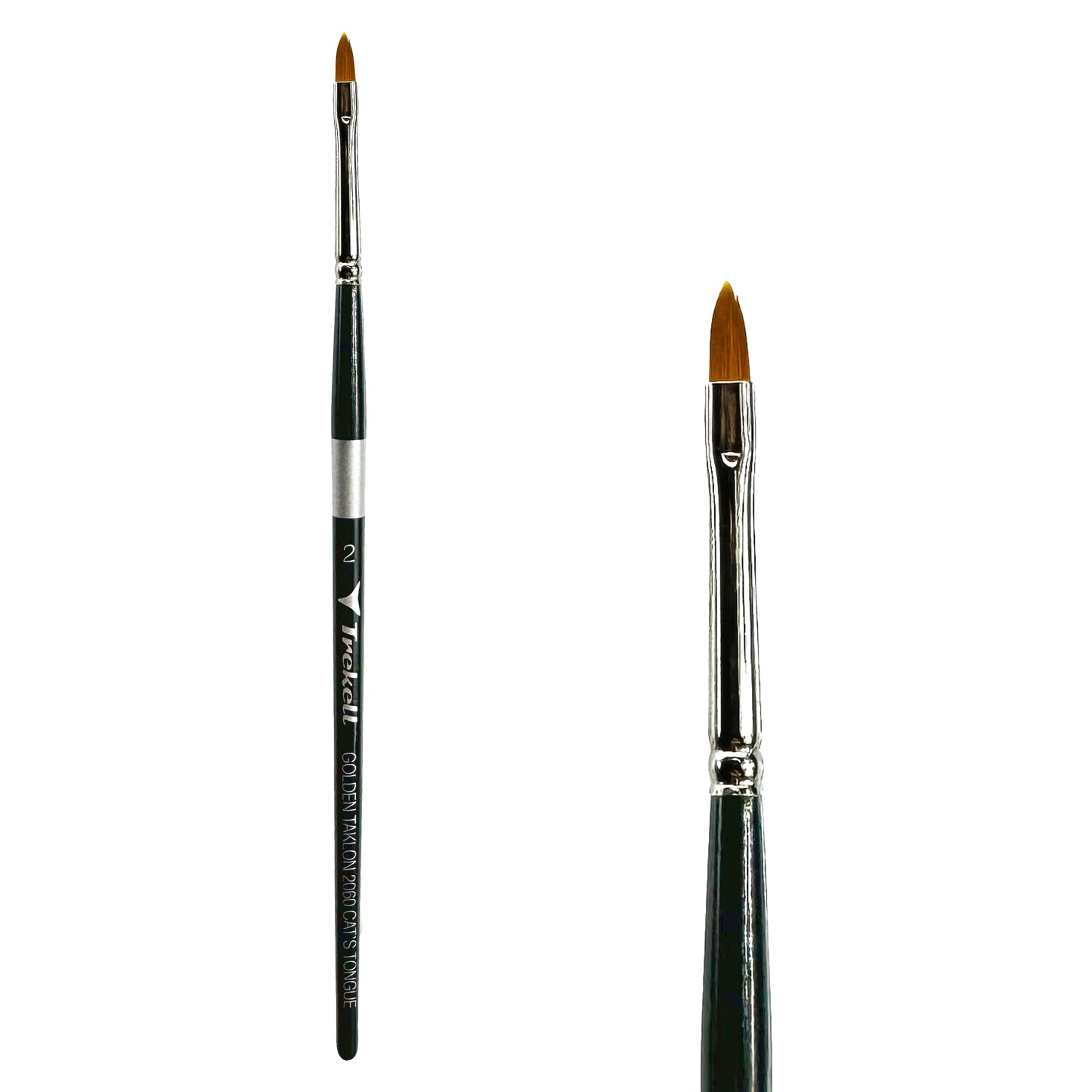 Trekell Golden Taklon Short Handle Artist brush, size #5/0 Cat's Tongue, ideal for Watercolor, Oil, and Acrylic Painting