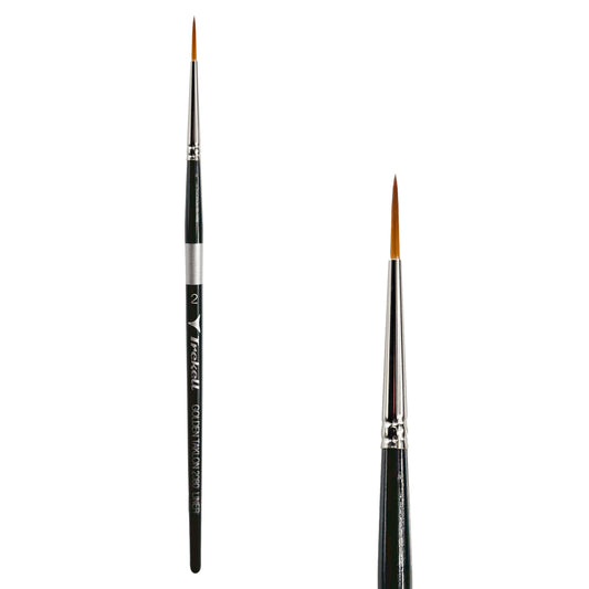 Trekell Golden Taklon Short Handle Artist brush, size #2 Liner, ideal for Watercolor, Oil, and Acrylic Painting