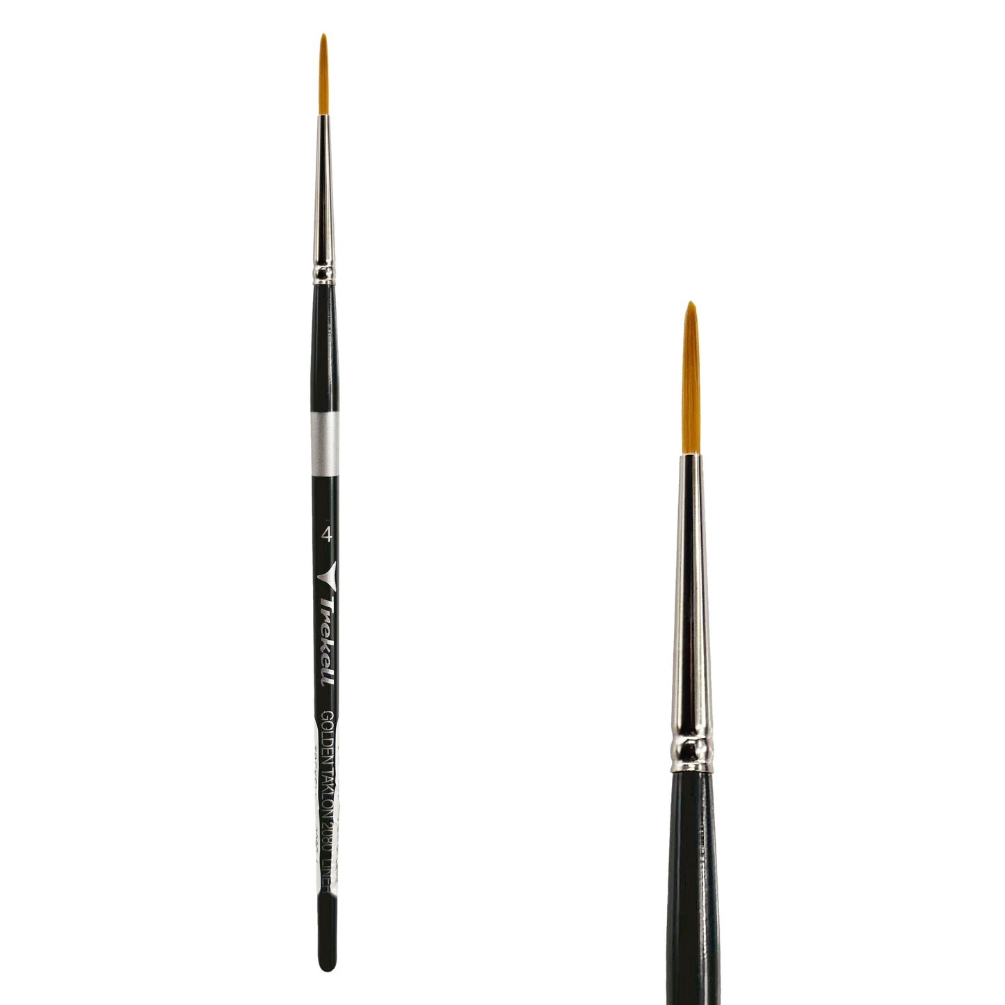 Trekell Golden Taklon Short Handle Artist brush, size #4 Liner, ideal for Watercolor, Oil, and Acrylic Painting