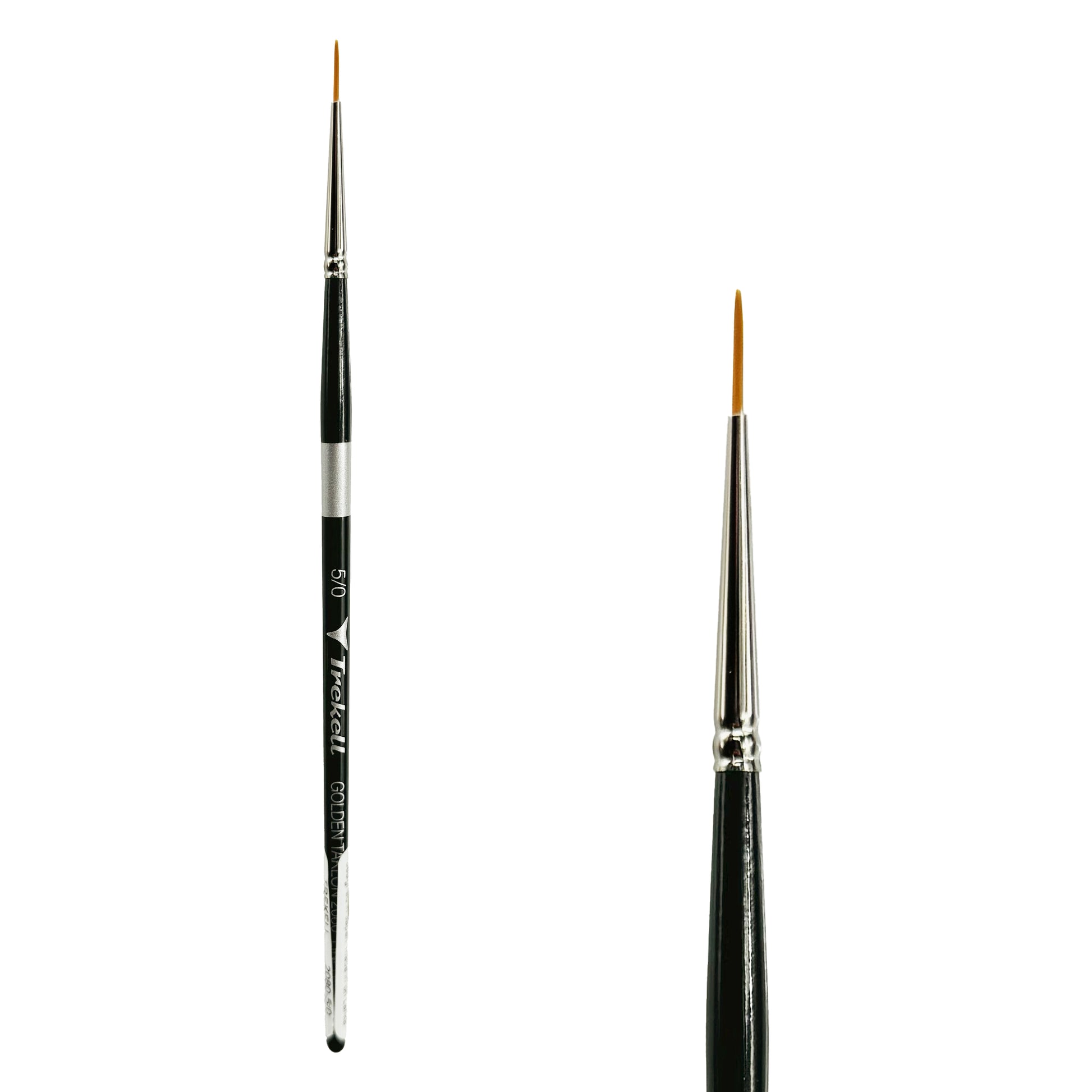 Trekell Golden Taklon Short Handle Artist brush, size #5/0 Liner, ideal for Watercolor, Oil, and Acrylic Painting