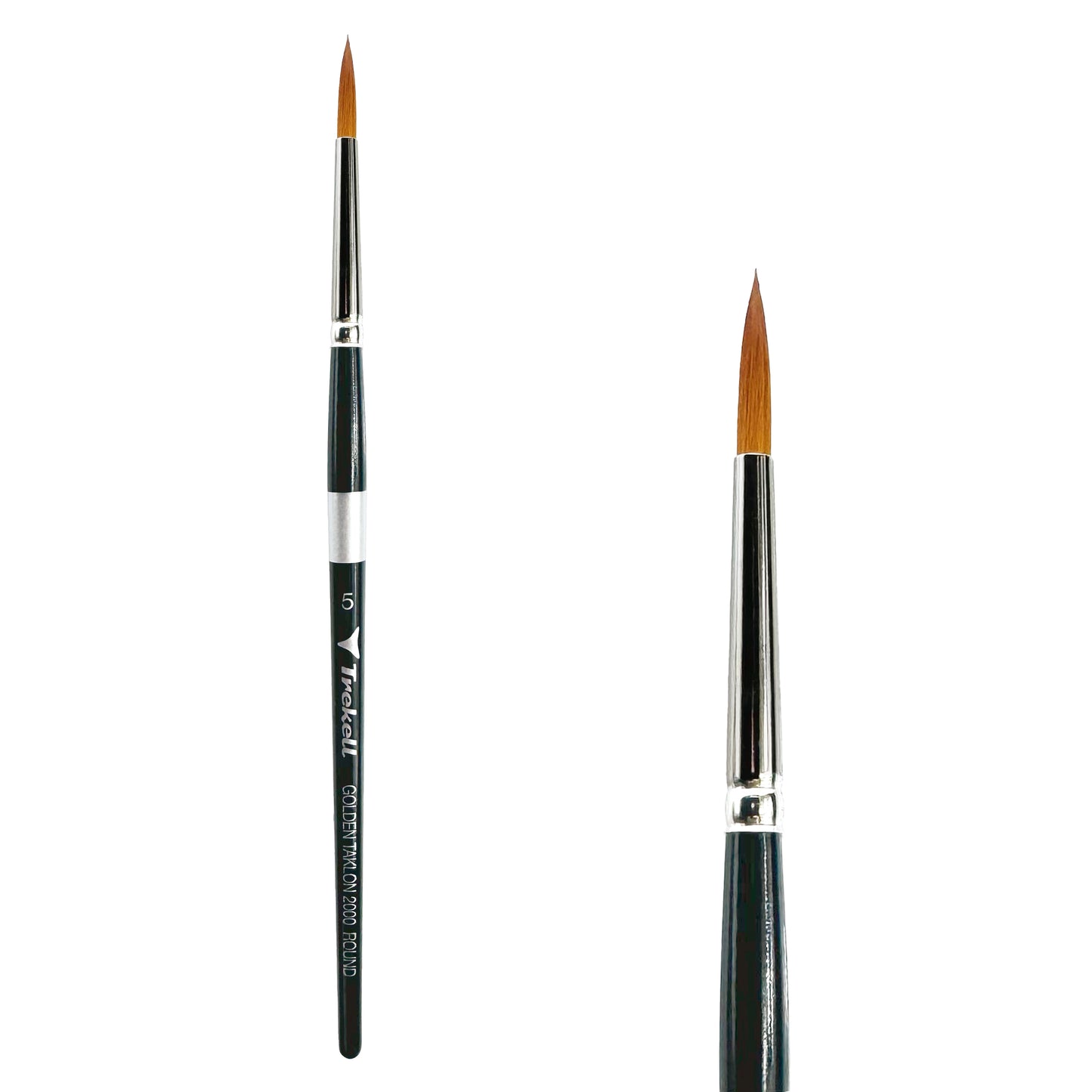 Trekell Golden Taklon Short Handle Artist brush, size #5 Round, ideal for Watercolor, Oil, and Acrylic Painting