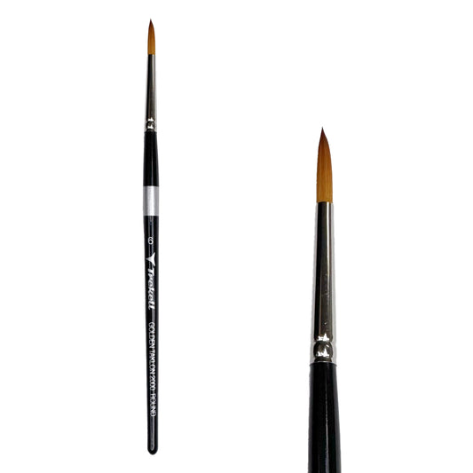 Trekell Golden Taklon Short Handle Artist brush, size #6 Round,  ideal for Watercolor, Oil, and Acrylic Painting