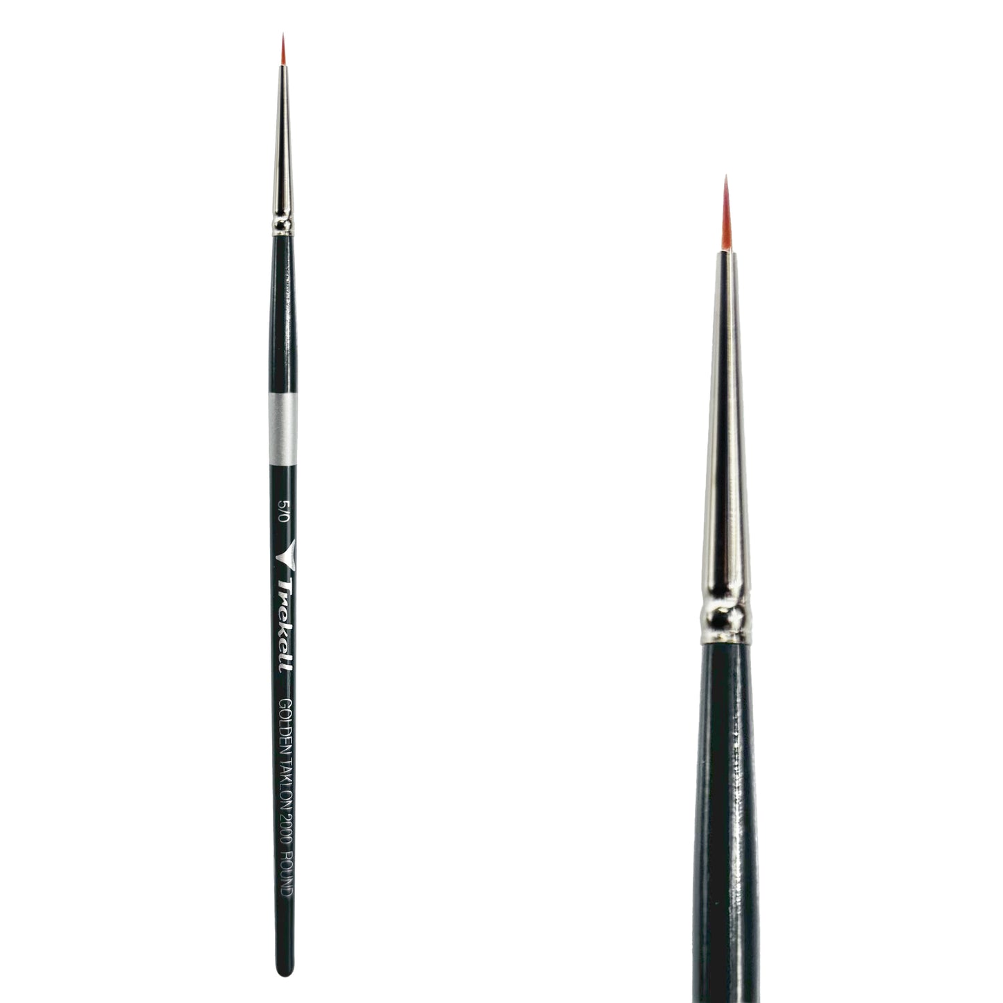 Trekell Golden Taklon Short Handle Artist brush, size #5/0 Round, ideal for Watercolor, Oil, and Acrylic Painting
