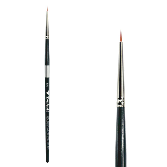 Trekell Golden Taklon Short Handle Artist brush, size #5/0 Round,  ideal for Watercolor, Oil, and Acrylic Painting