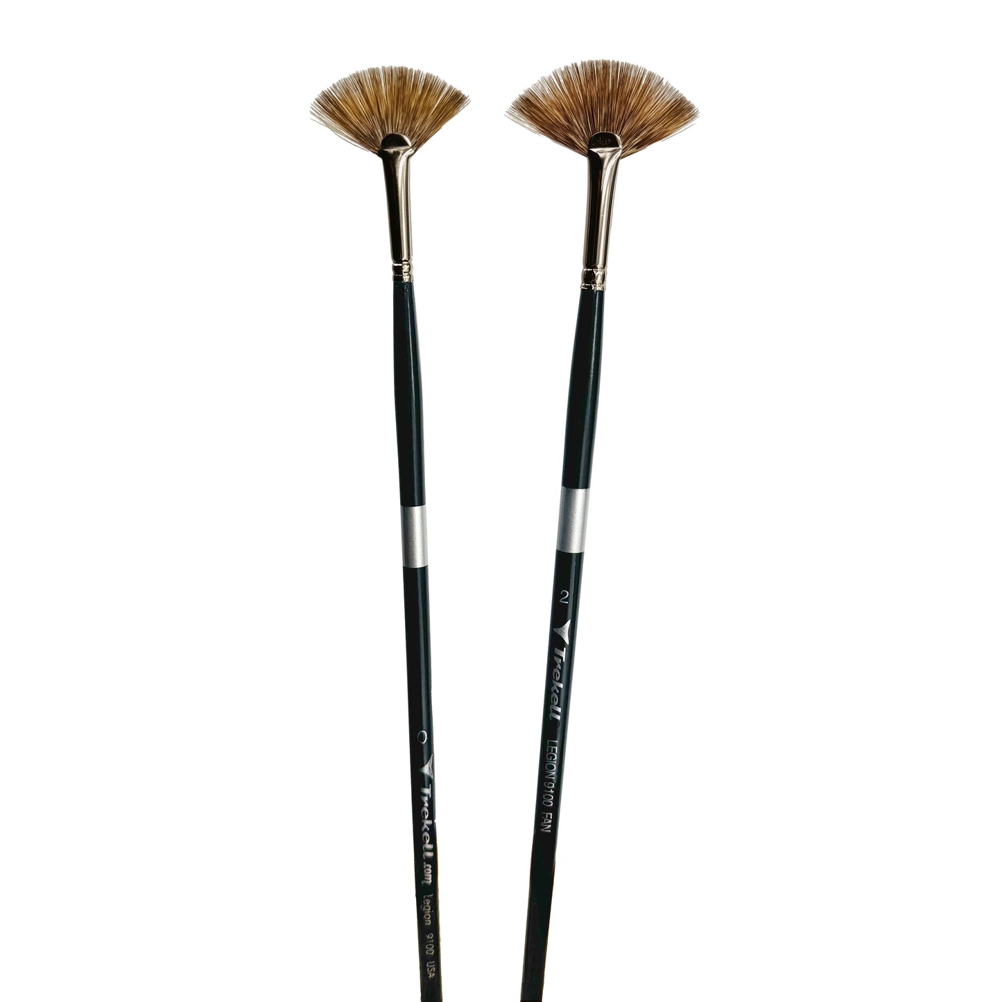 Trekell Legion Synthetic Mongoose Long Handle Artist Brush, Complete Set Fan, designed for oil and acrylic painting.