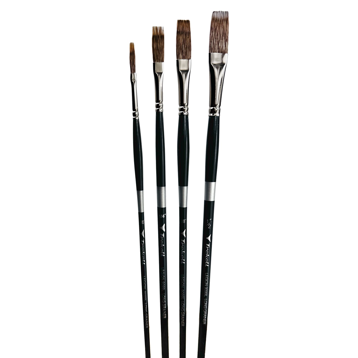 Trekell Legion Synthetic Mongoose Long Handle Artist Brush, Complete Set Long Grainer, designed for oil and acrylic painting.