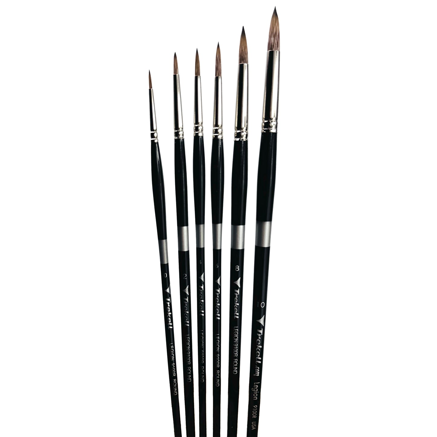 Trekell Legion Synthetic Mongoose Long Handle Artist Brush, Complete Set Round, designed for oil and acrylic painting.