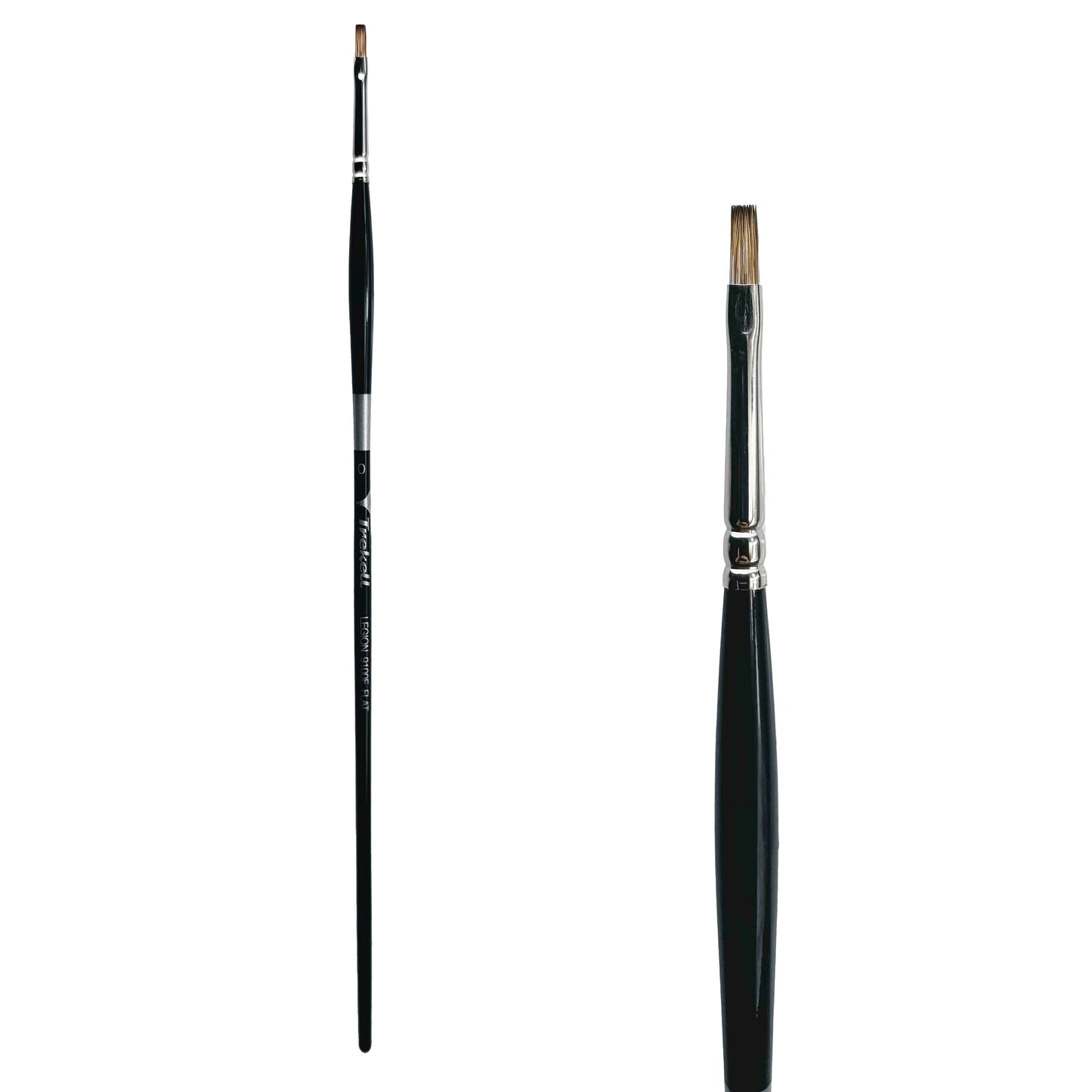 Trekell Legion Synthetic Mongoose Long Handle Artist Brush, size #0 Flat, designed for oil and acrylic painting.