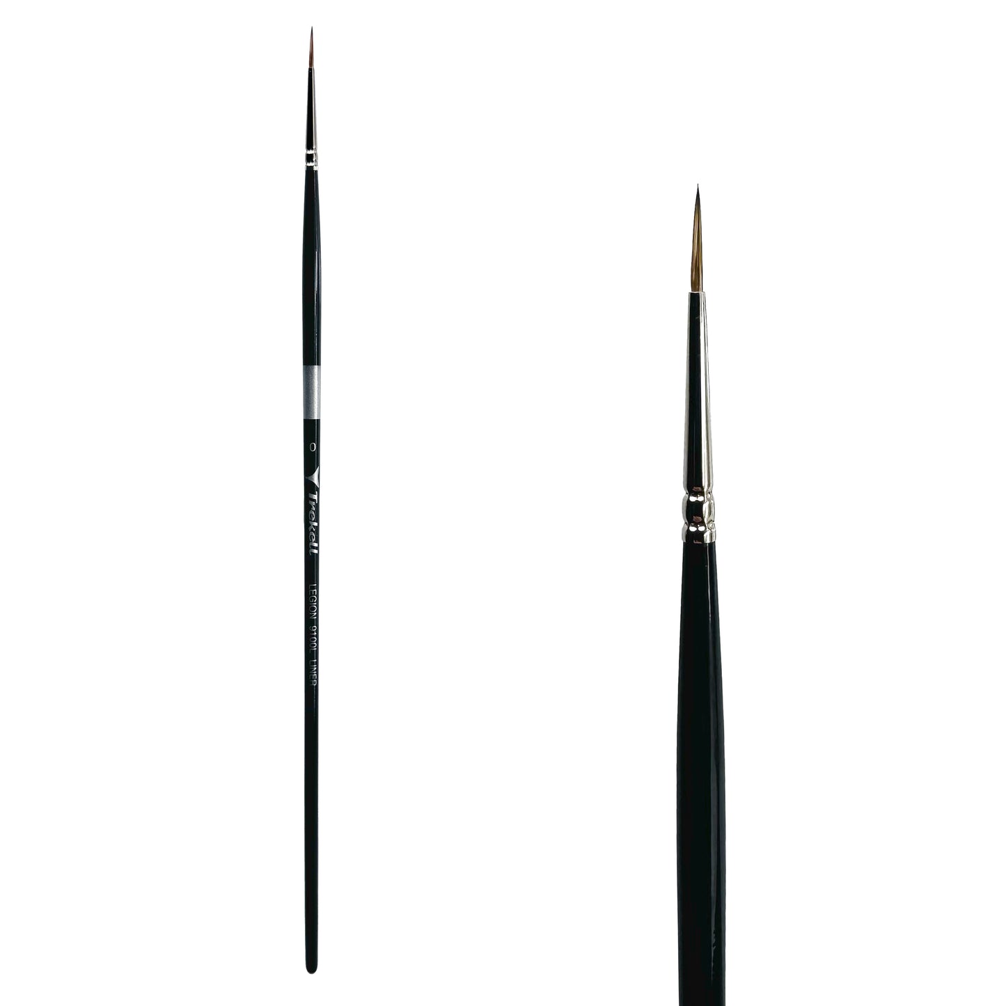 Trekell Legion Synthetic Mongoose Long Handle Artist Brush, size #0 Liner, designed for oil and acrylic painting.
