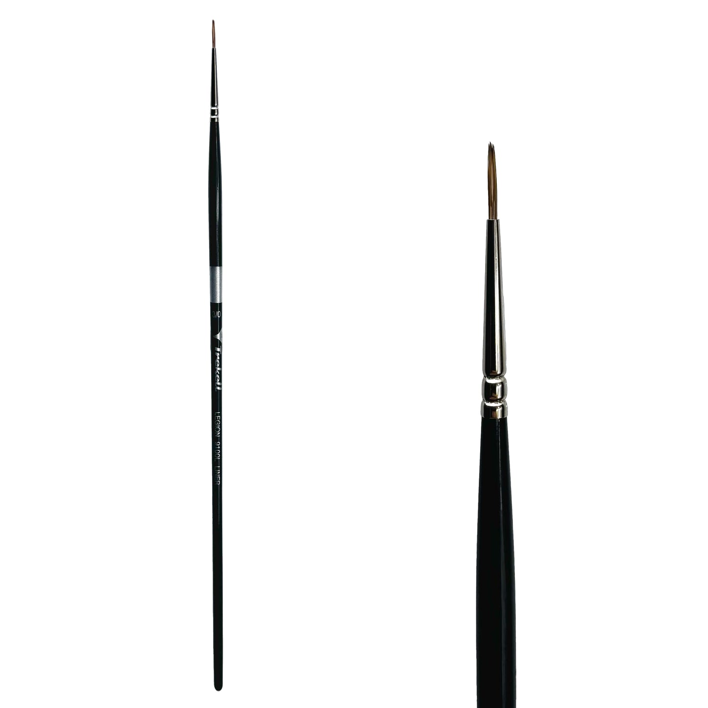 Trekell Legion Synthetic Mongoose Long Handle Artist Brush, size #3/0 Liner, designed for oil and acrylic painting.