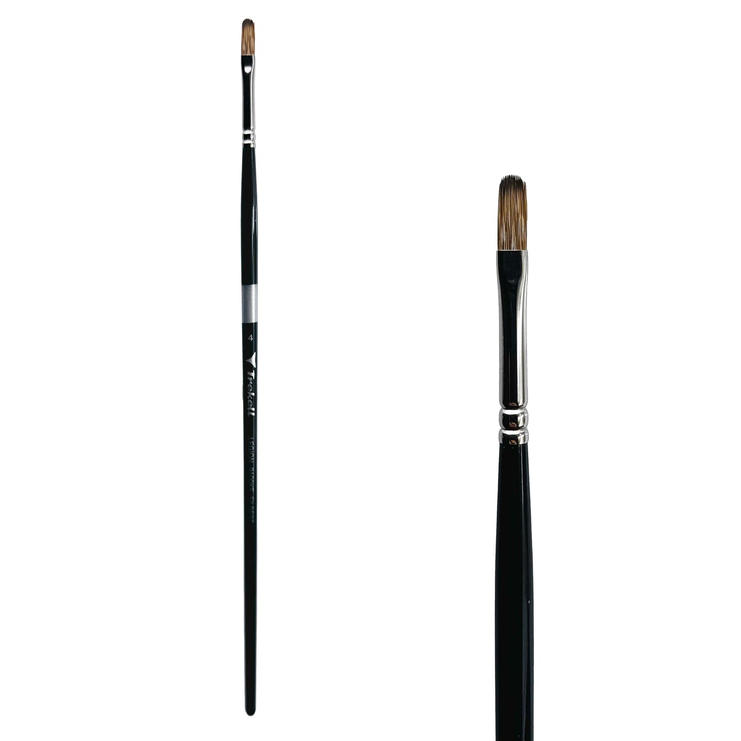 Trekell Legion Synthetic Mongoose Long Handle Artist Brush, size #4 Filbert, designed for oil and acrylic painting.