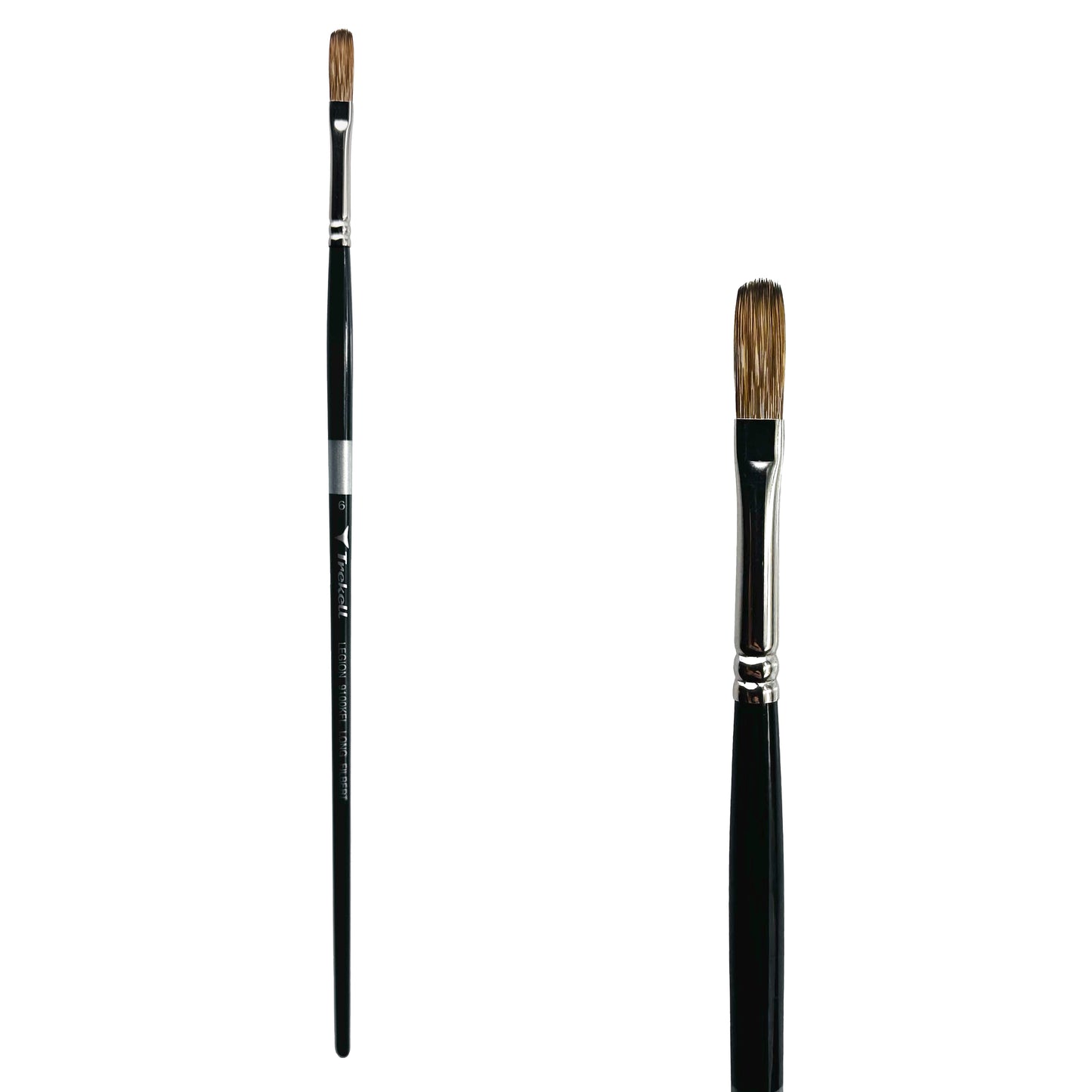 Trekell Legion Synthetic Mongoose Long Handle Artist Brush, size #6 Long Filbert, designed for oil and acrylic painting.
