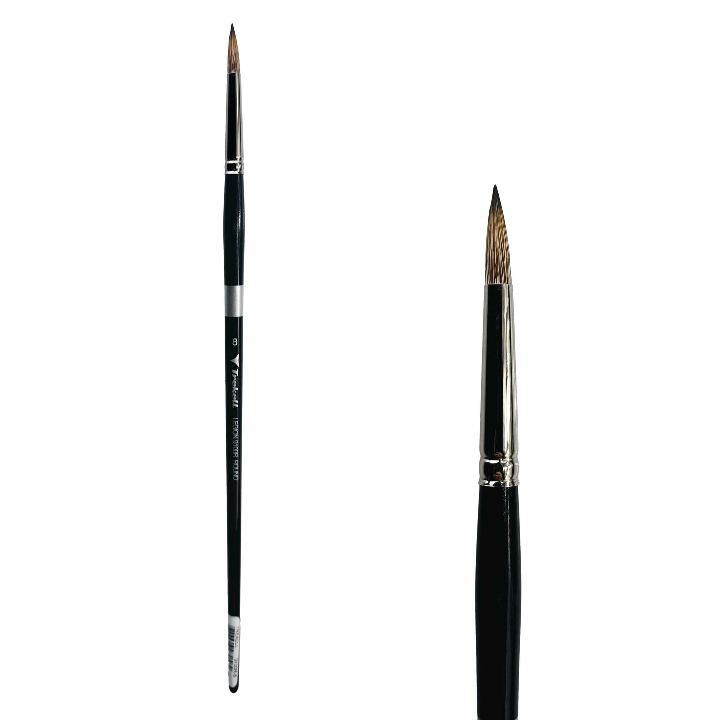 Trekell Legion Synthetic Mongoose Long Handle Artist Brush, size #8 Round, designed for oil and acrylic painting.