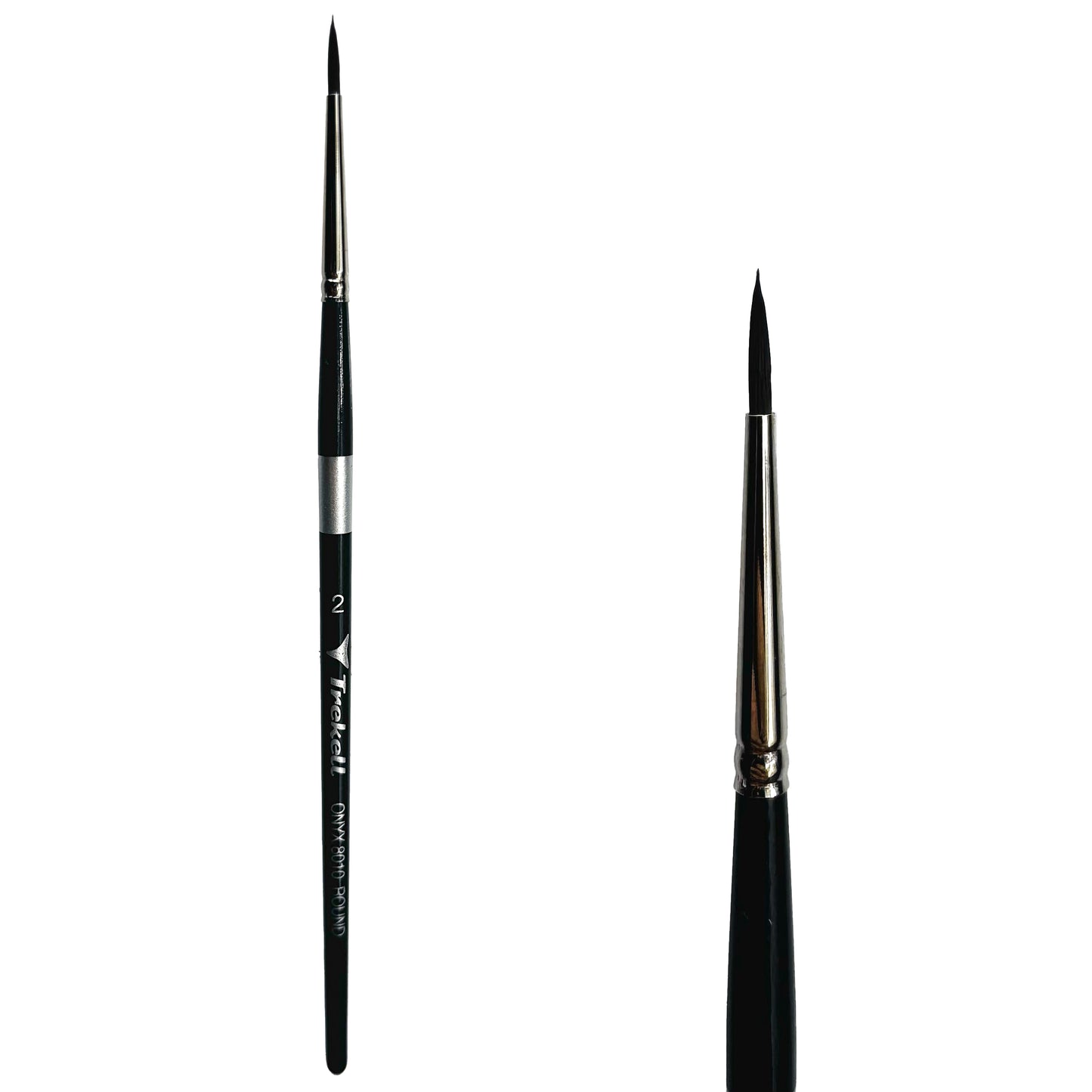 Trekell Onyx Synthetic Squirrel Short Handle Artist Brush, size #2 round, works exceptionally well with acrylic, watercolor, and oil paint.
