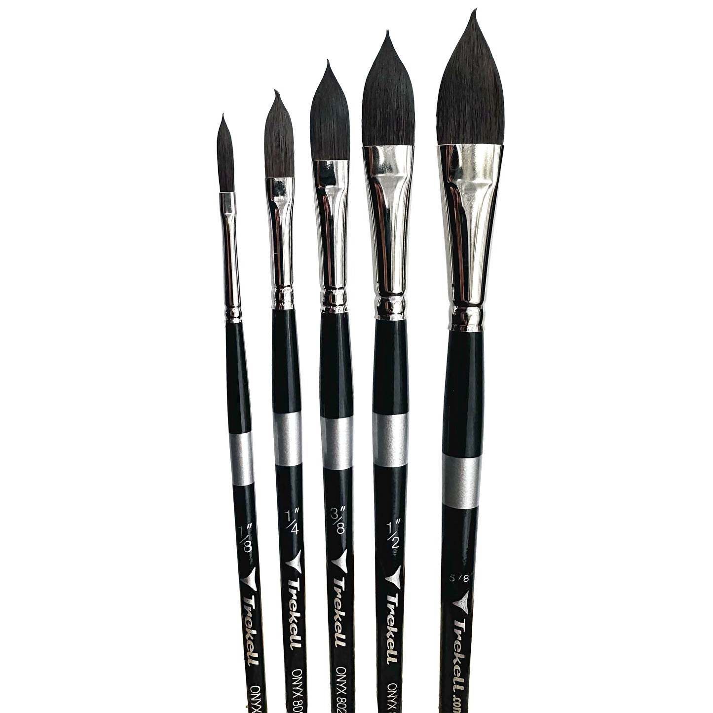 Trekell Onyx Synthetic Squirrel Short Handle Artist Brush, Complete Set Oval Wash, works exceptionally well with acrylic, watercolor, and oil paint.