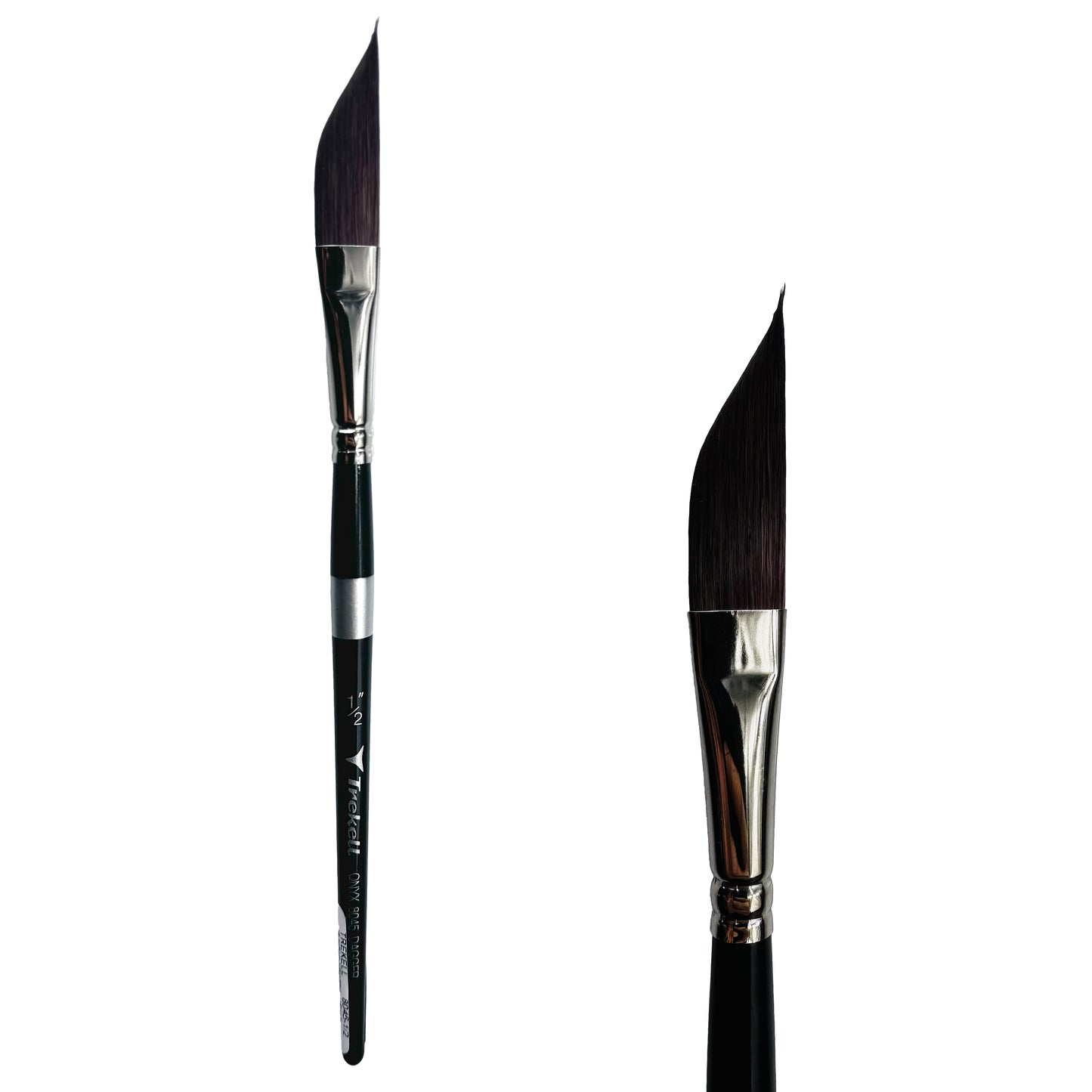 Trekell Onyx Synthetic Squirrel Short Handle Artist Brush, size 1/2" Dagger, works exceptionally well with acrylic, watercolor, and oil paint.