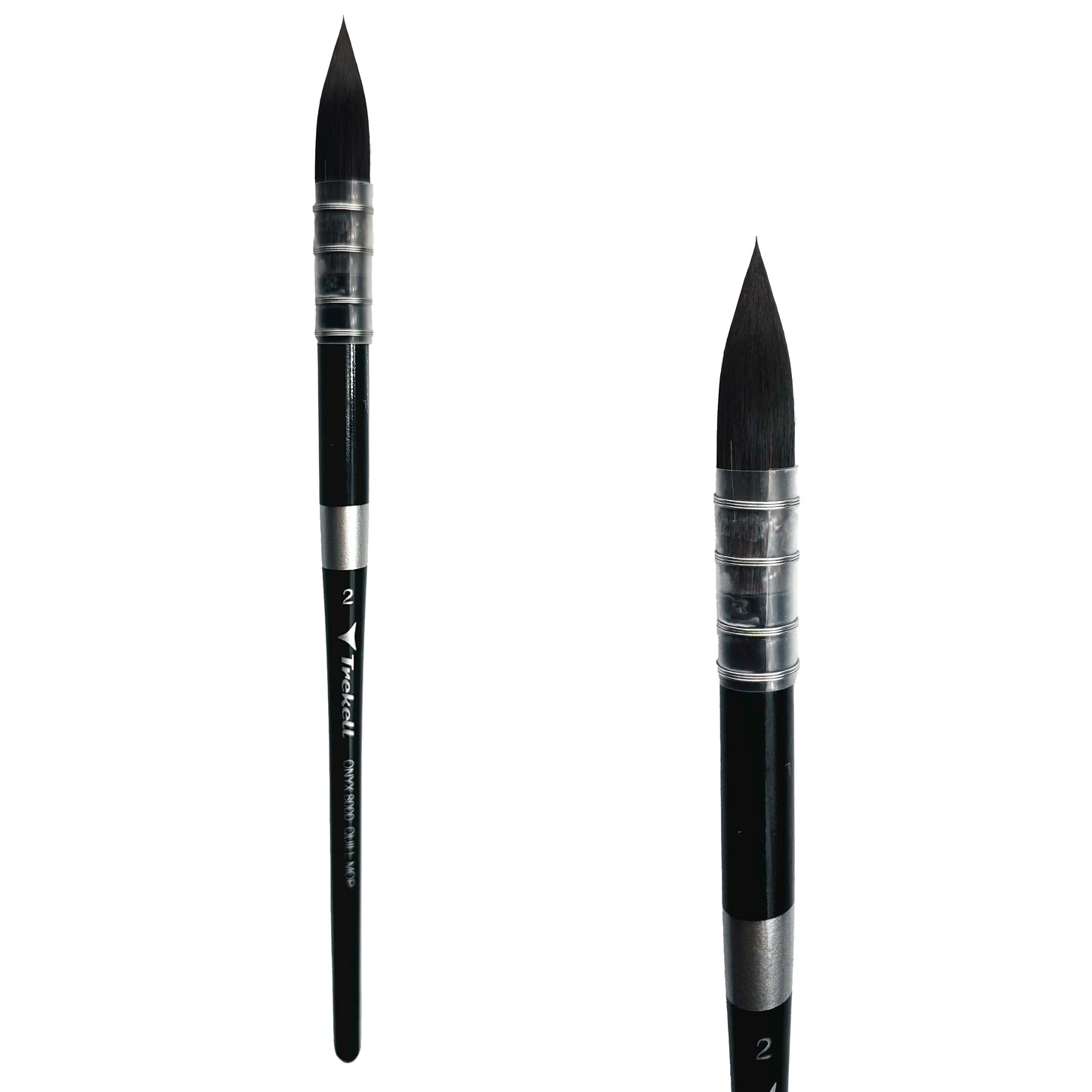 Trekell Onyx Synthetic Squirrel Short Handle Artist Brush, size #2 quill mop, works exceptionally well with acrylic, watercolor, and oil paint.