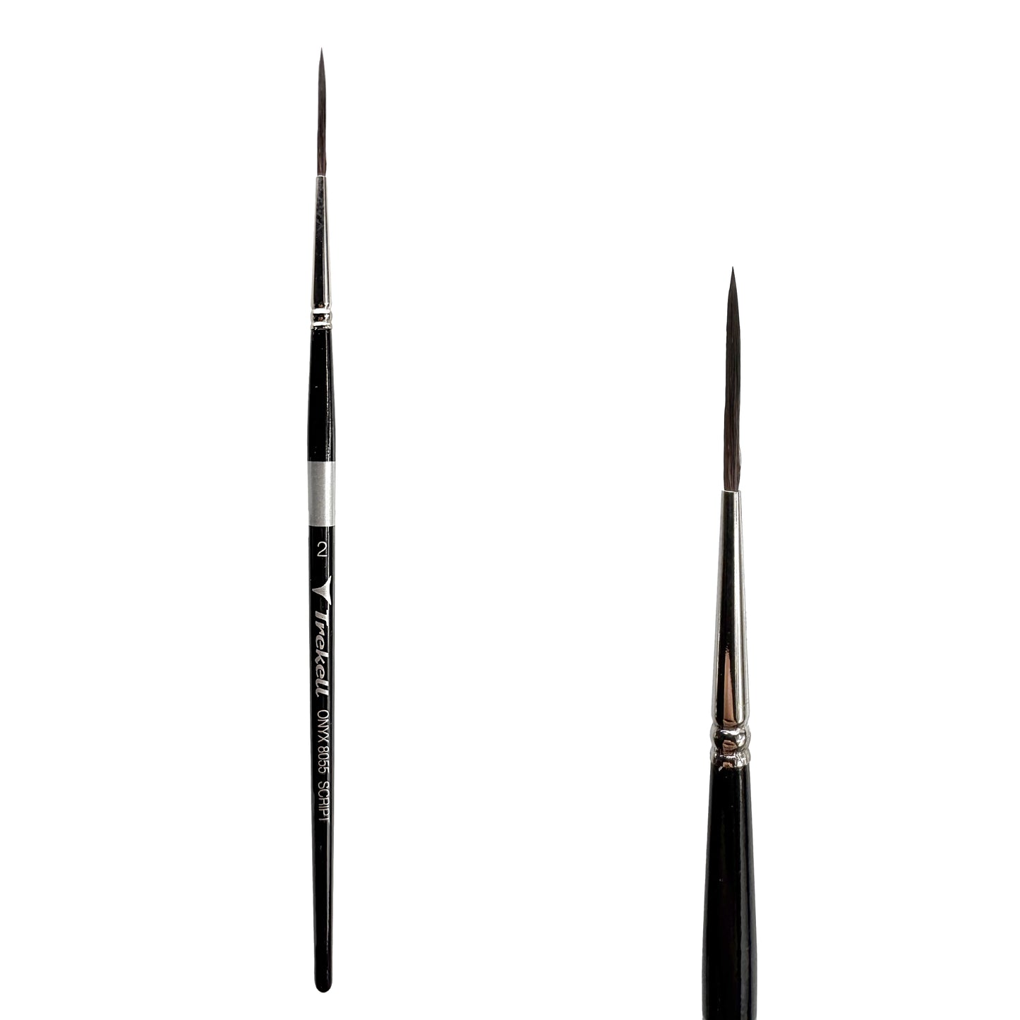 Trekell Onyx Synthetic Squirrel Short Handle Artist Brush, size #2 Script, works exceptionally well with acrylic, watercolor, and oil paint.