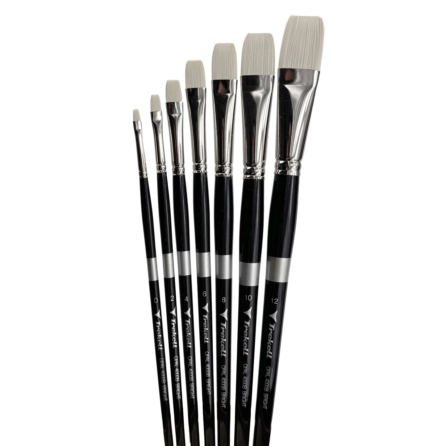 Trekell Opal Synthetic Hog Bristle Long Handle Artist Brush, Complete Set Bright, ideal for Watercolor, Oil, and Acrylic Painting