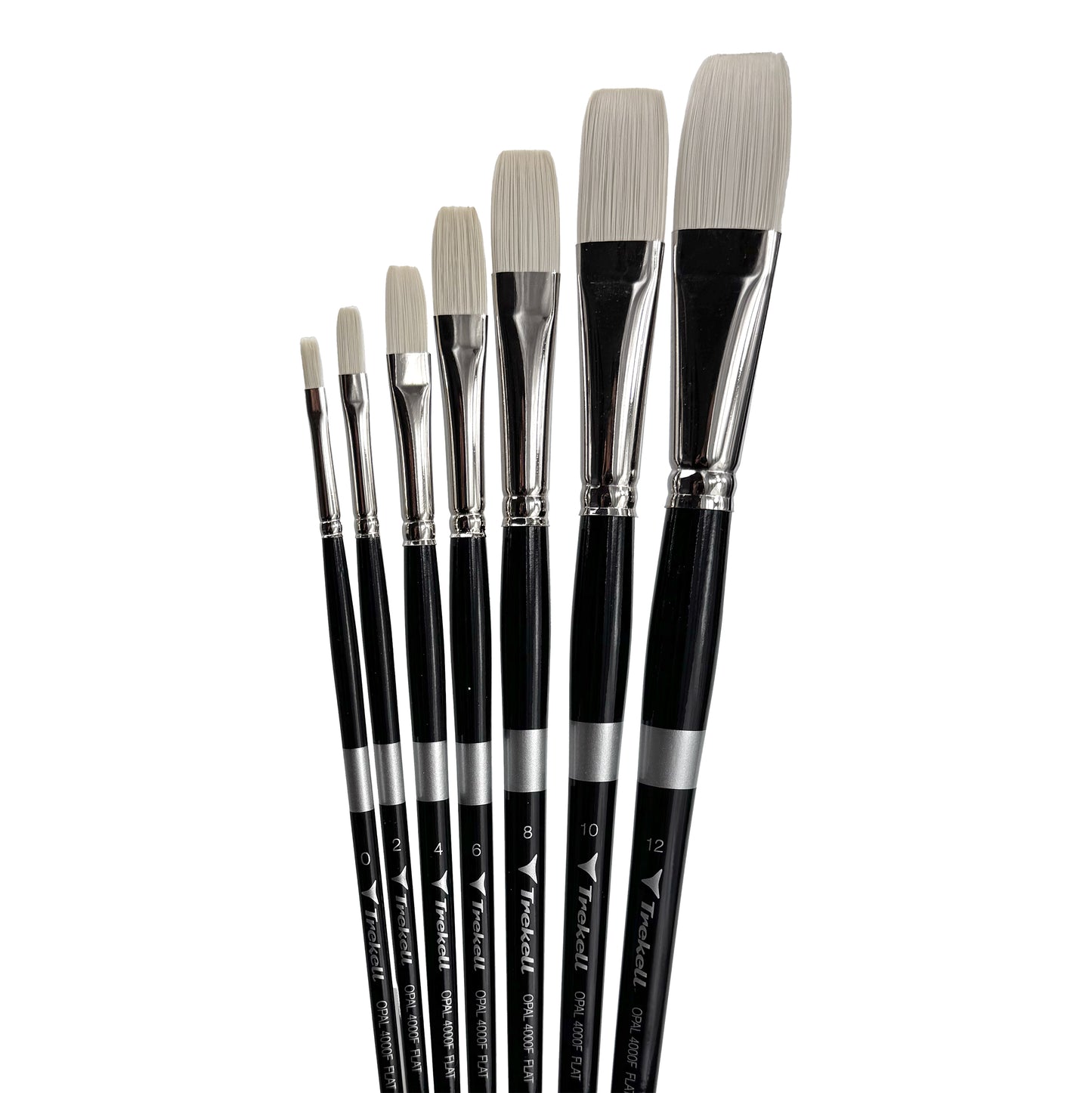 Trekell Opal Synthetic Hog Bristle Long Handle Artist Brush, Complete Set Flat, ideal for Watercolor, Oil, and Acrylic Painting