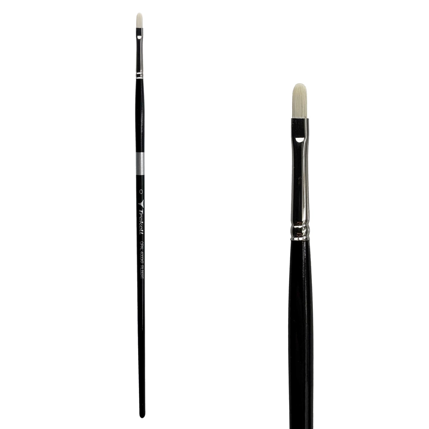 Trekell Opal Synthetic Hog Bristle Long Handle Artist Brush, size #0 Filbert, ideal for Watercolor, Oil, and Acrylic Painting