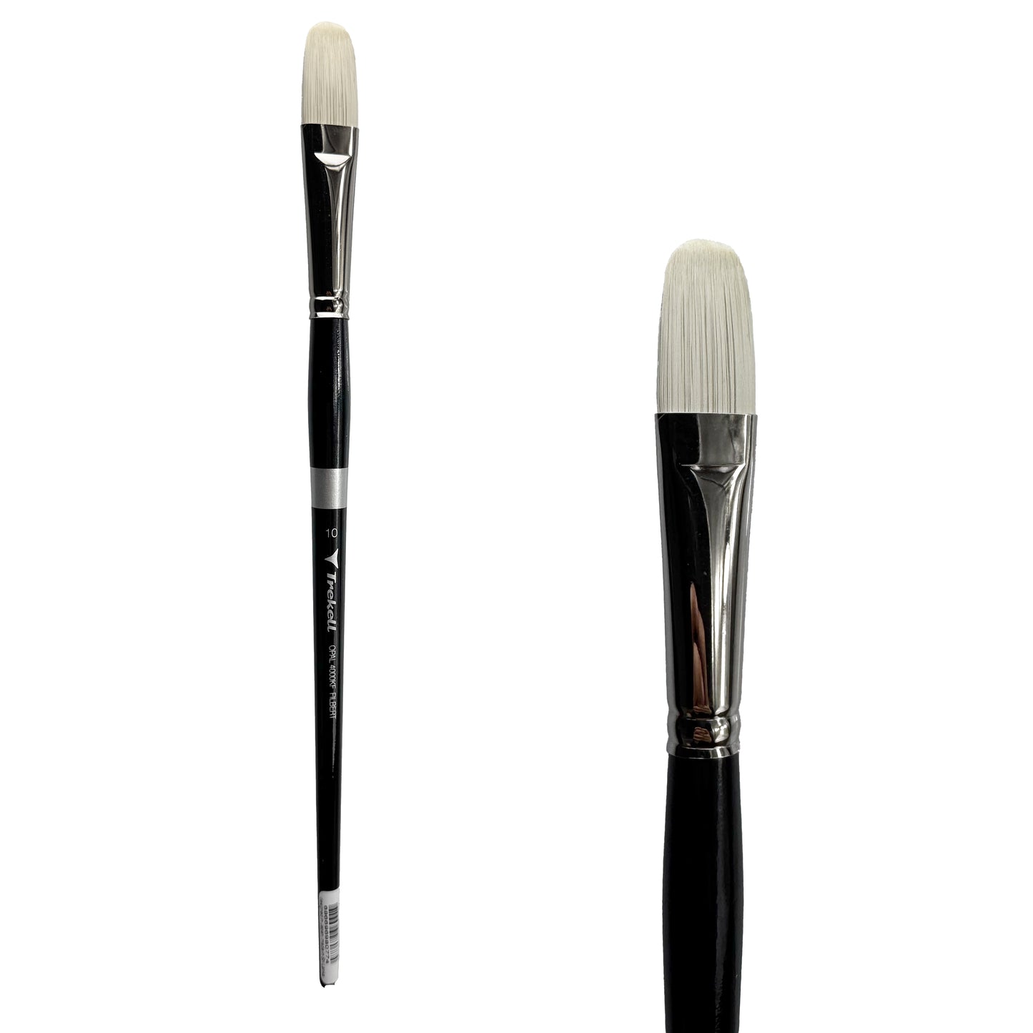 Trekell Opal Synthetic Hog Bristle Long Handle Artist Brush, size #10 Filbert, ideal for Watercolor, Oil, and Acrylic Painting